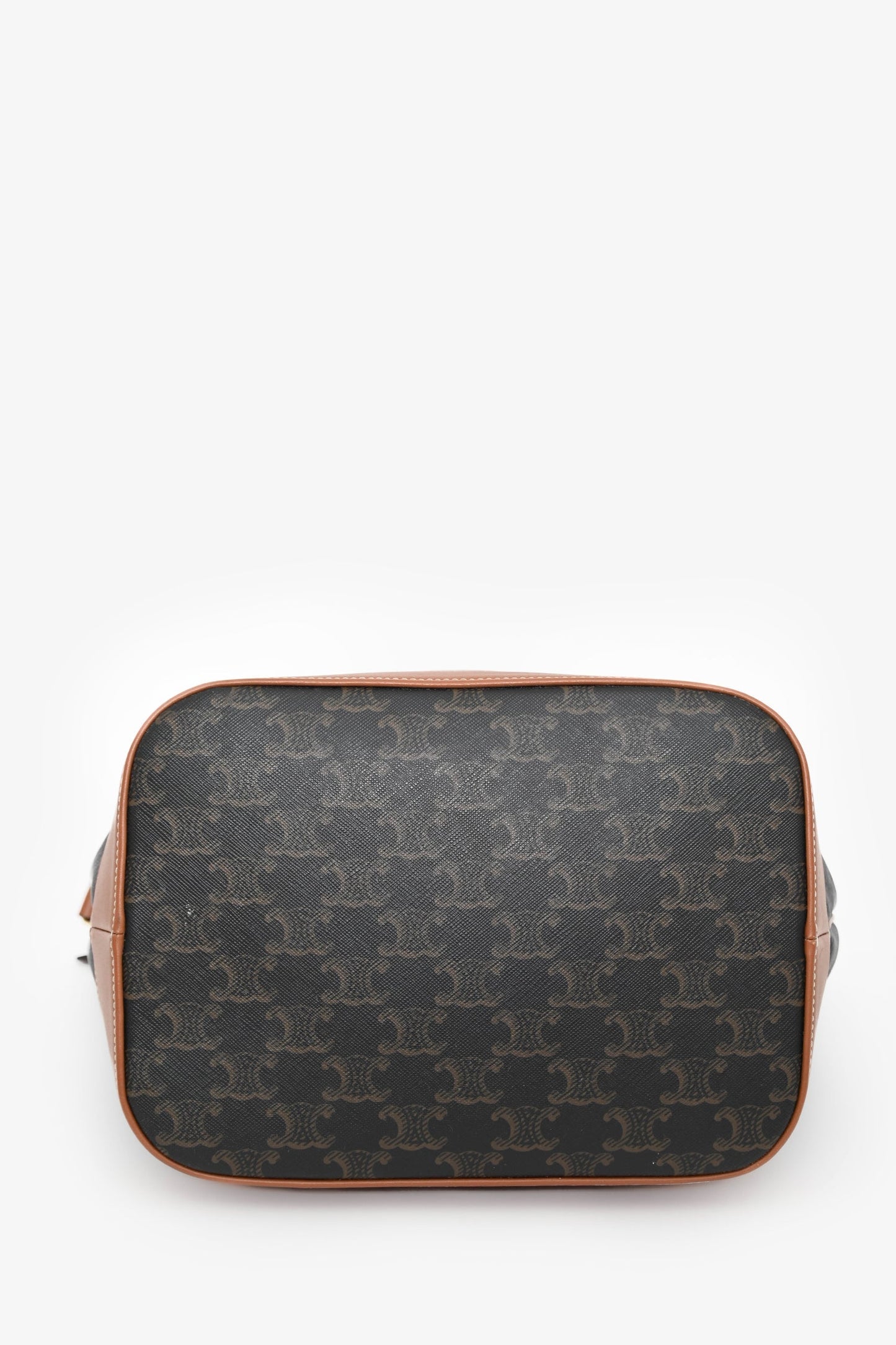 Celine Brown Canvas/Leather Triomphe Medium Bucket Bag