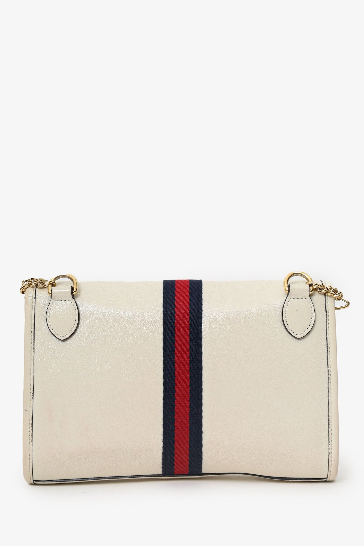 Gucci White Leather Small Sylvie Web Rajah Chain Bag With Extra Robe Strap