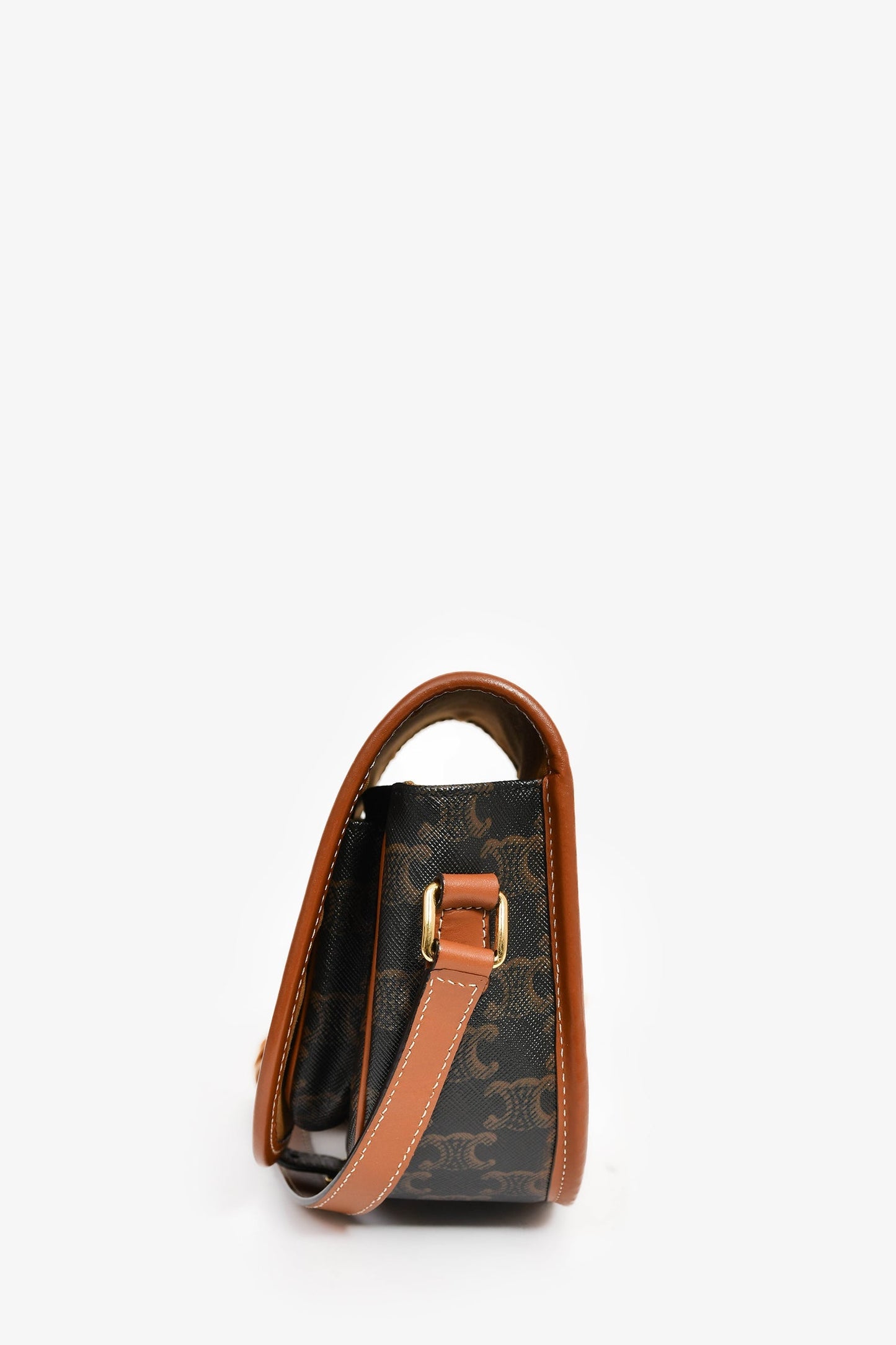 Celine 2020 Brown Triomphe Canvas/Leather Folco Crossbody