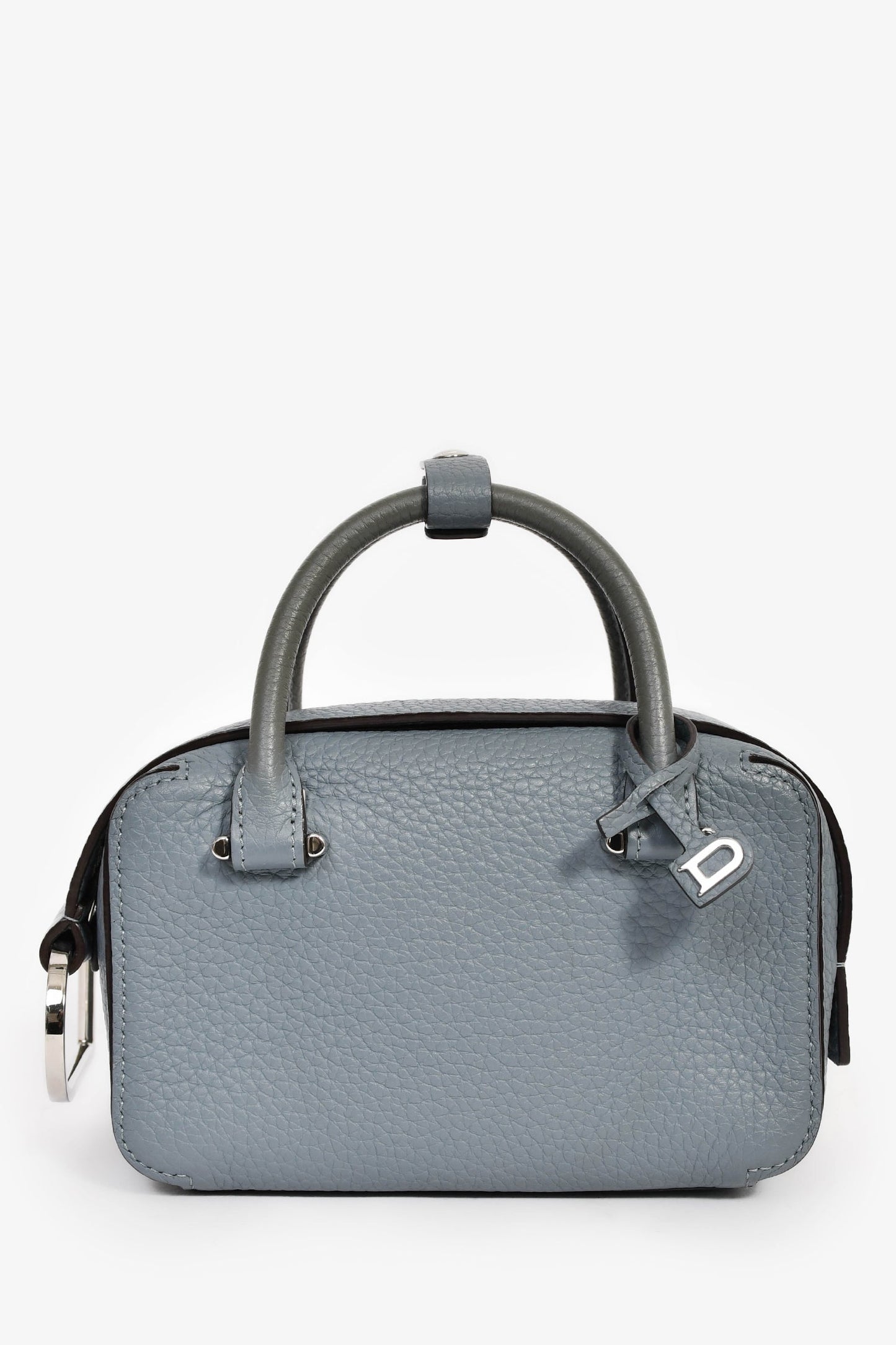 Delvaux Blue Grained Leather 'Cool Box' Nano Top Handle