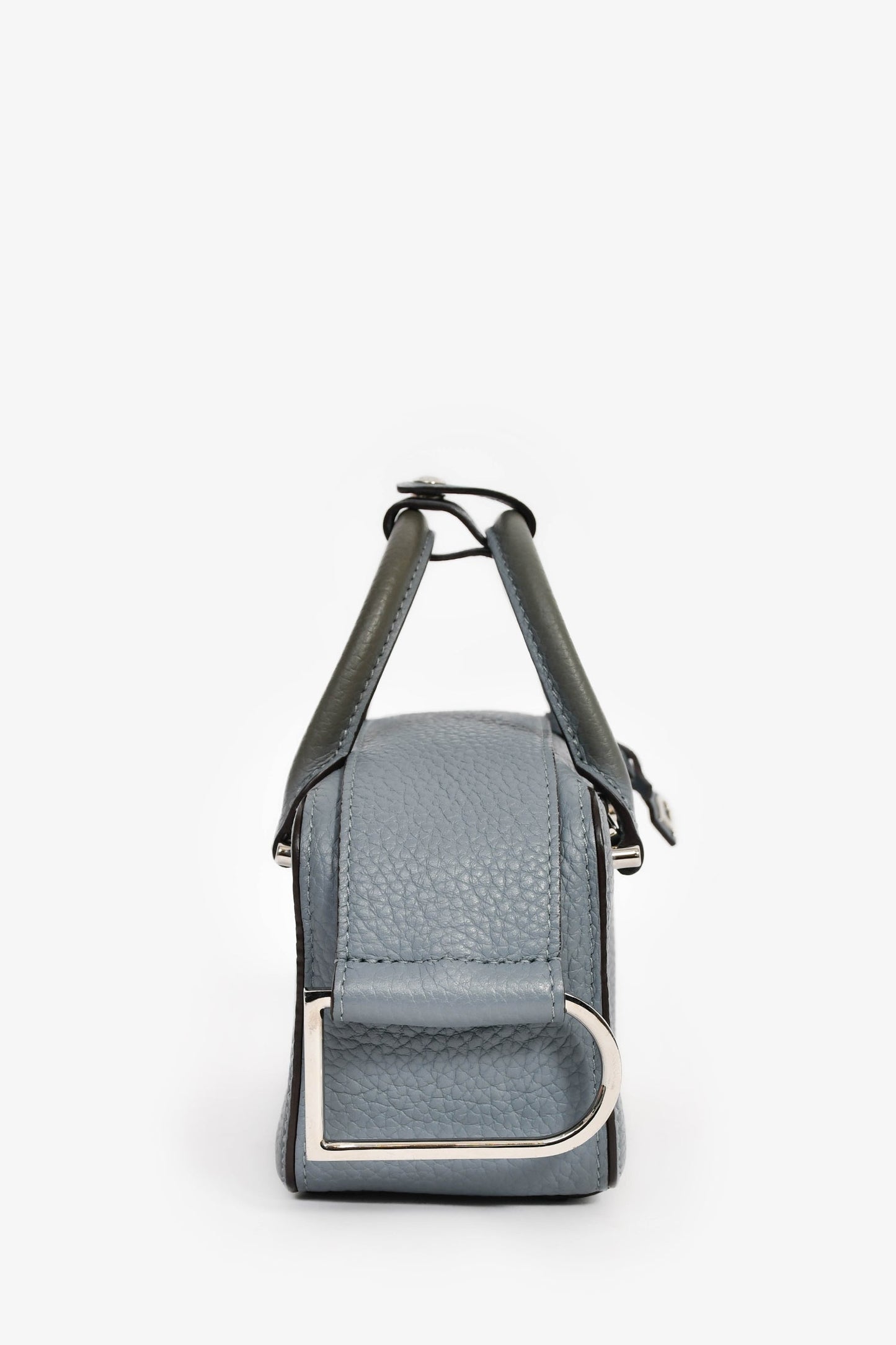 Delvaux Blue Grained Leather 'Cool Box' Nano Top Handle
