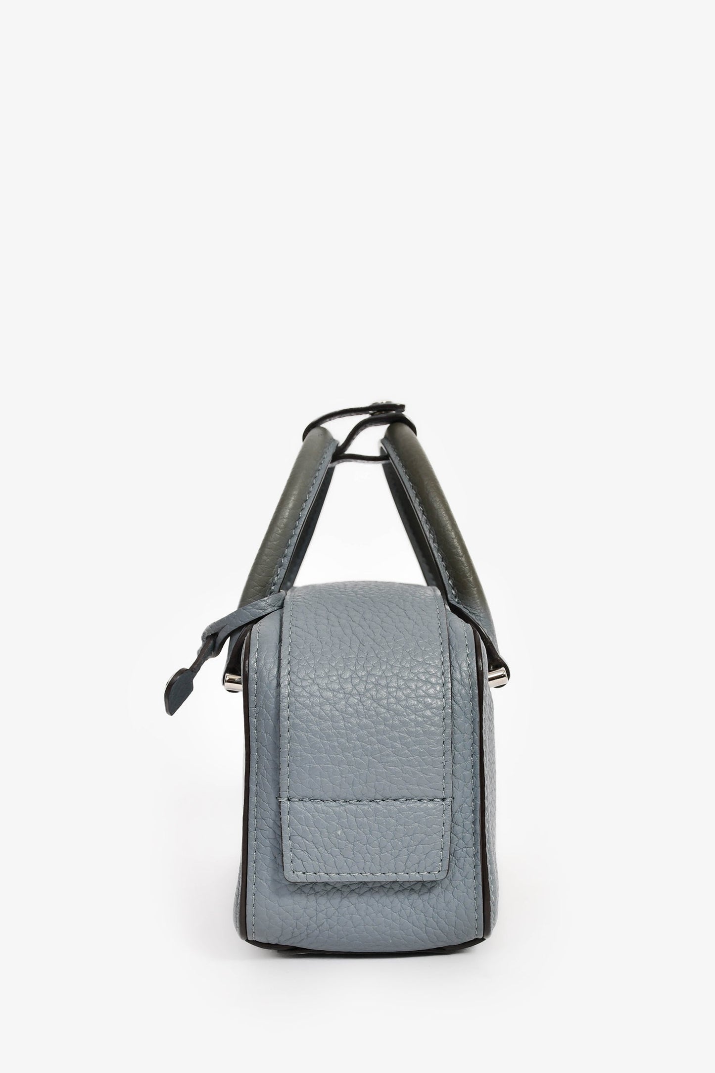 Delvaux Blue Grained Leather 'Cool Box' Nano Top Handle