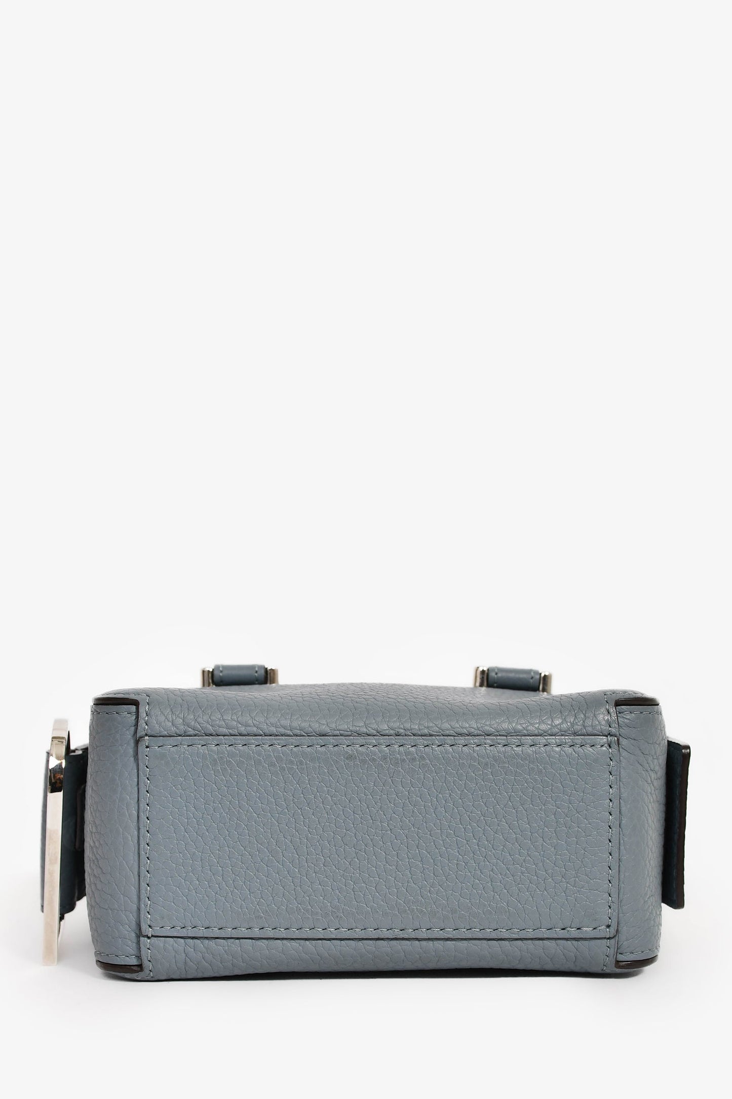 Delvaux Blue Grained Leather 'Cool Box' Nano Top Handle