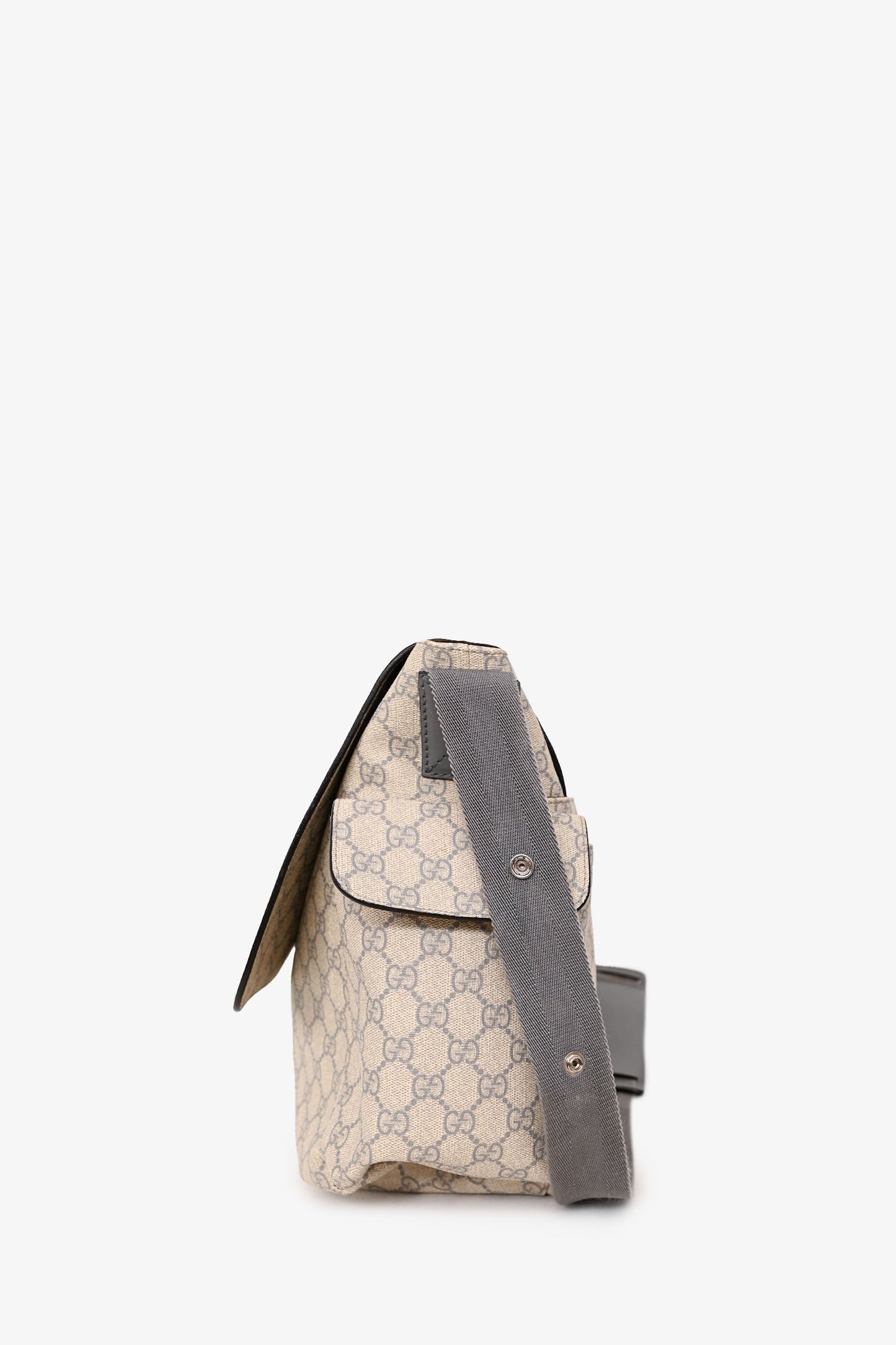 Gucci Grey Leather GG Supreme Diaper Bag