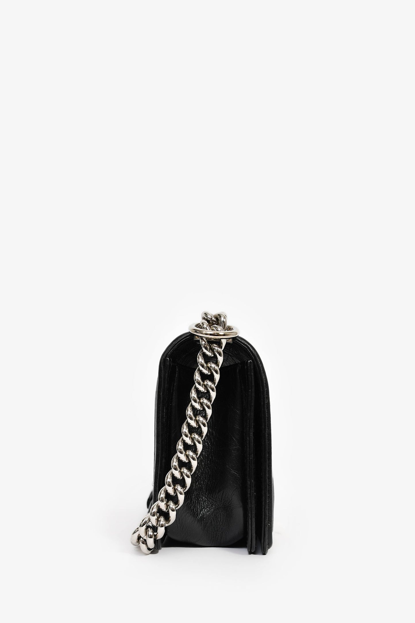 Chanel™ 2017 Black Leather Chevron Medium Boy Bag