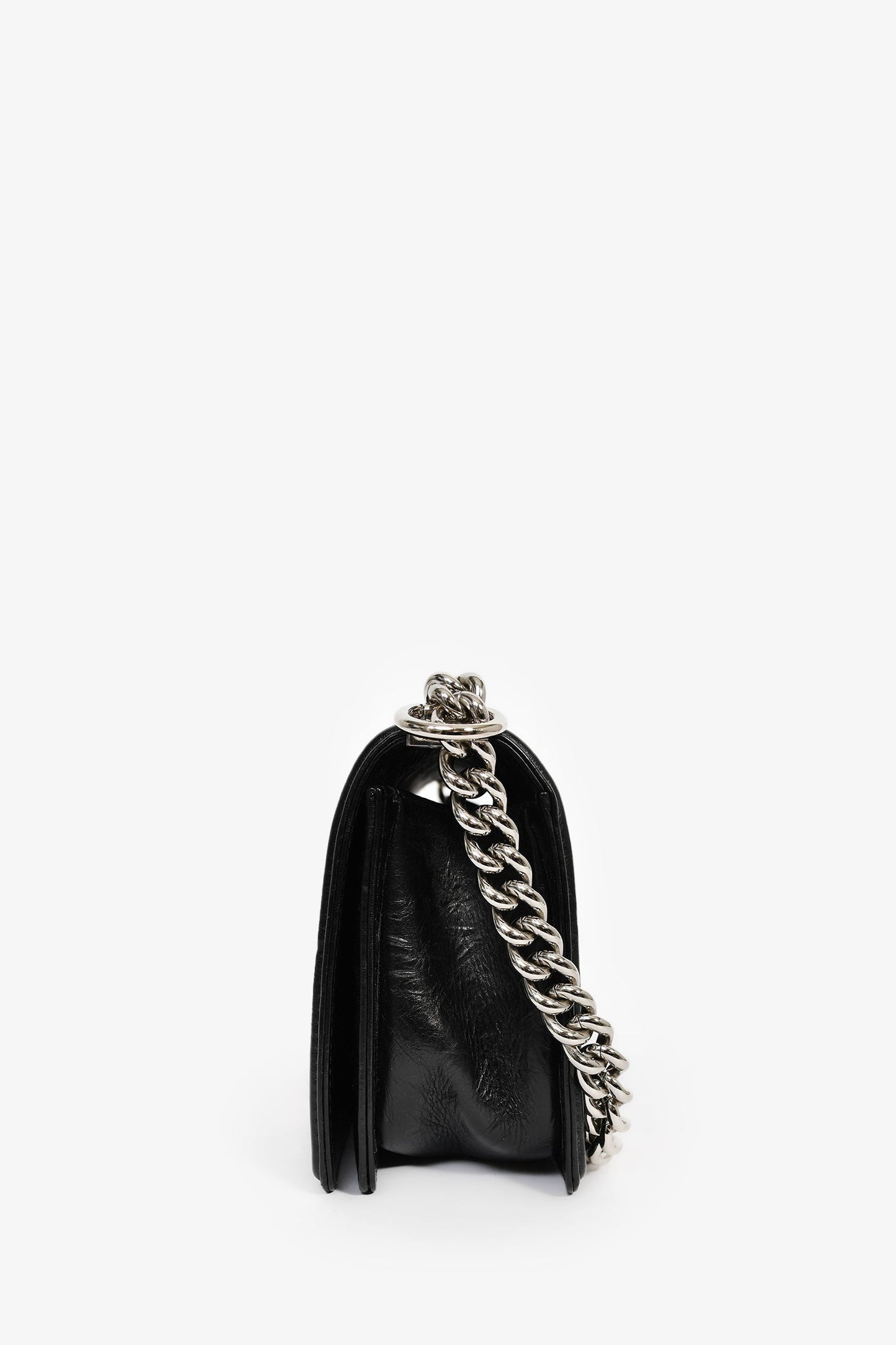 Chanel™ 2017 Black Leather Chevron Medium Boy Bag