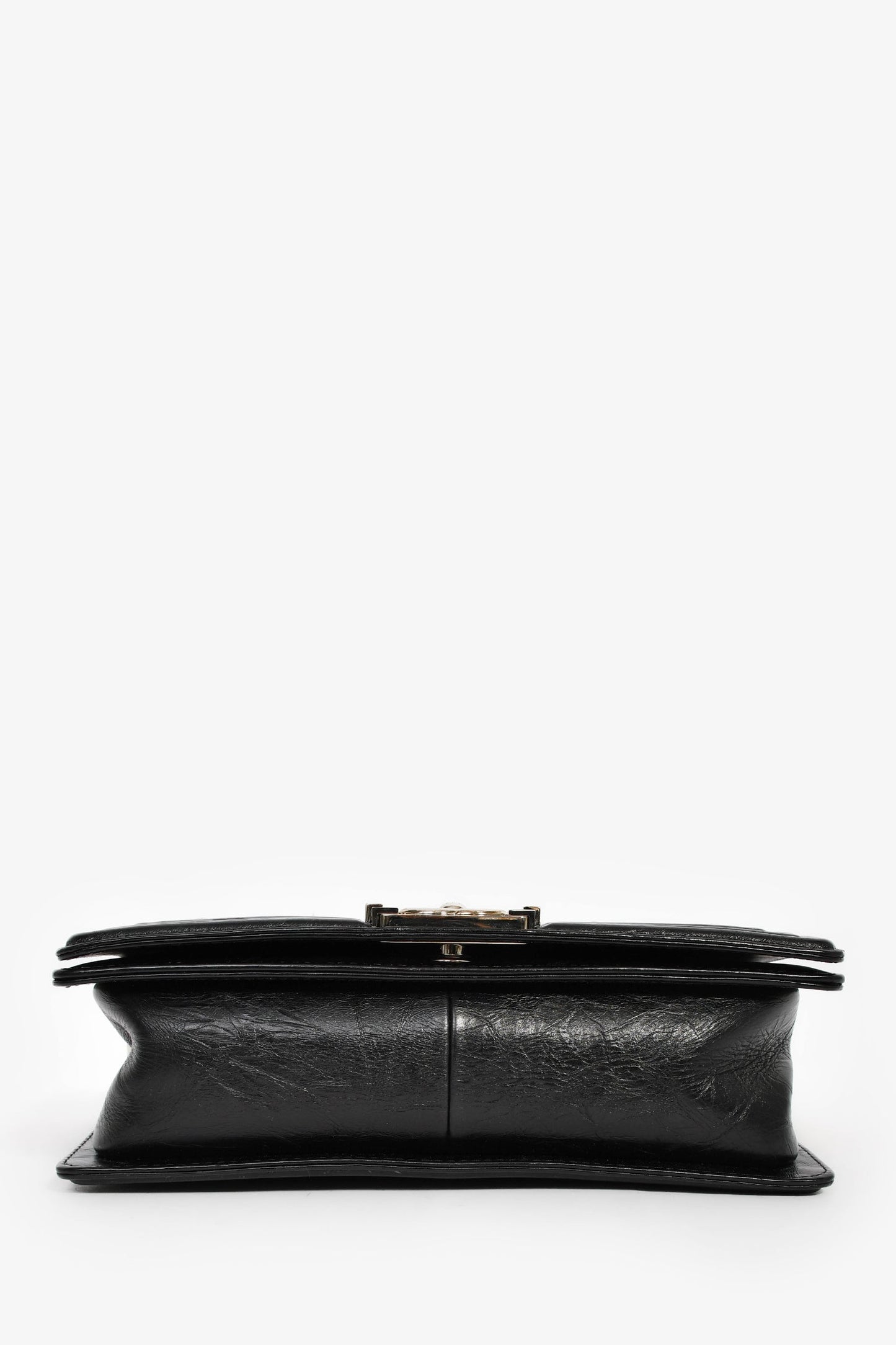 Chanel™ 2017 Black Leather Chevron Medium Boy Bag