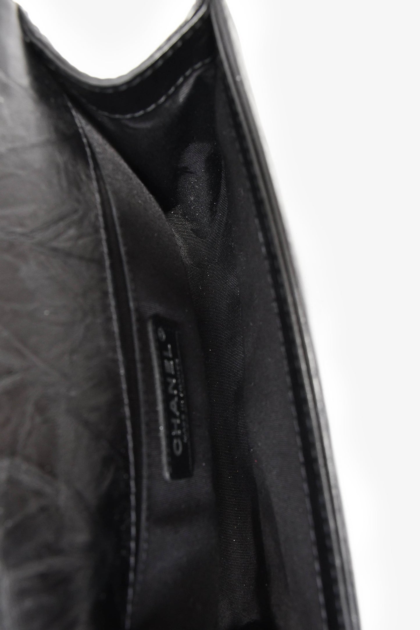 Chanel™ 2017 Black Leather Chevron Medium Boy Bag