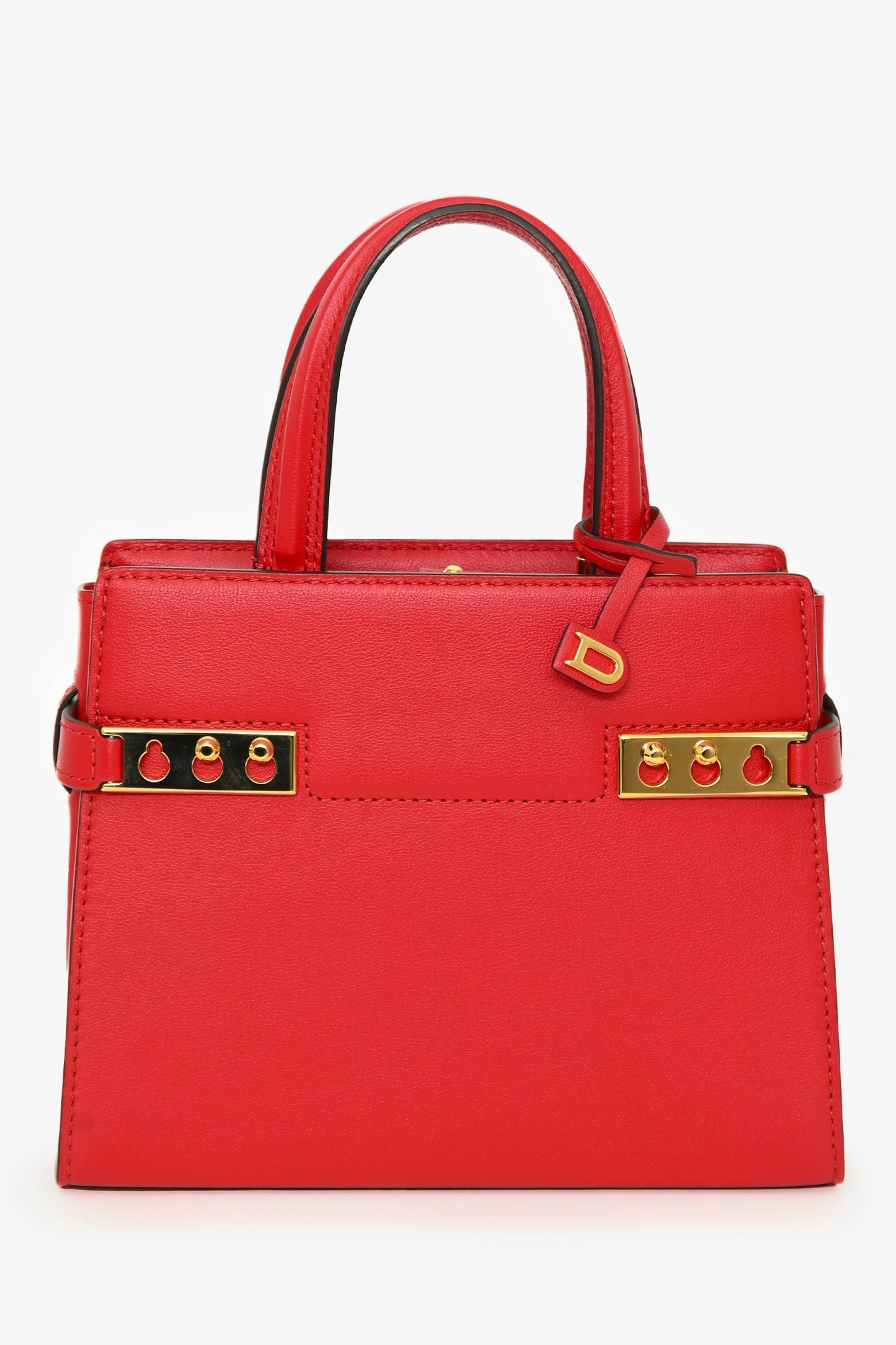 Delvaux Red Leather Tempete Crush PM Top Handle