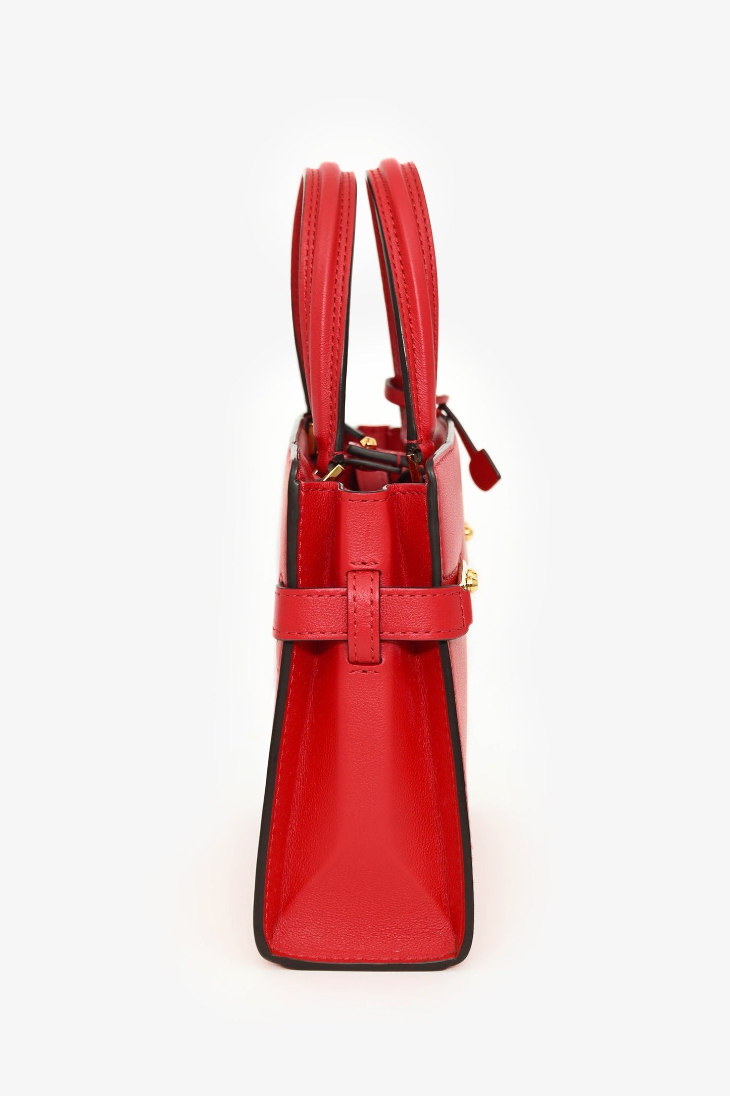 Delvaux Red Leather Tempete Crush PM Top Handle