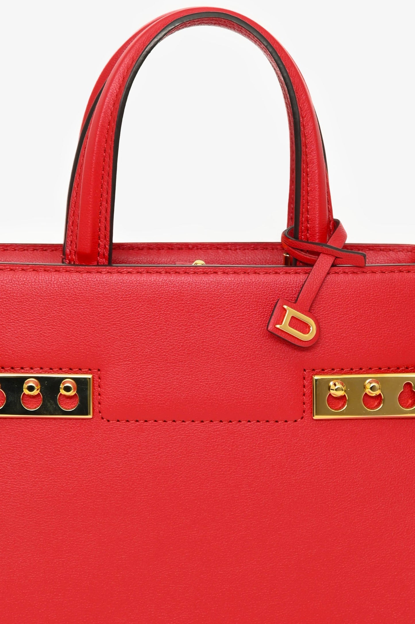 Delvaux Red Leather Tempete Crush PM Top Handle