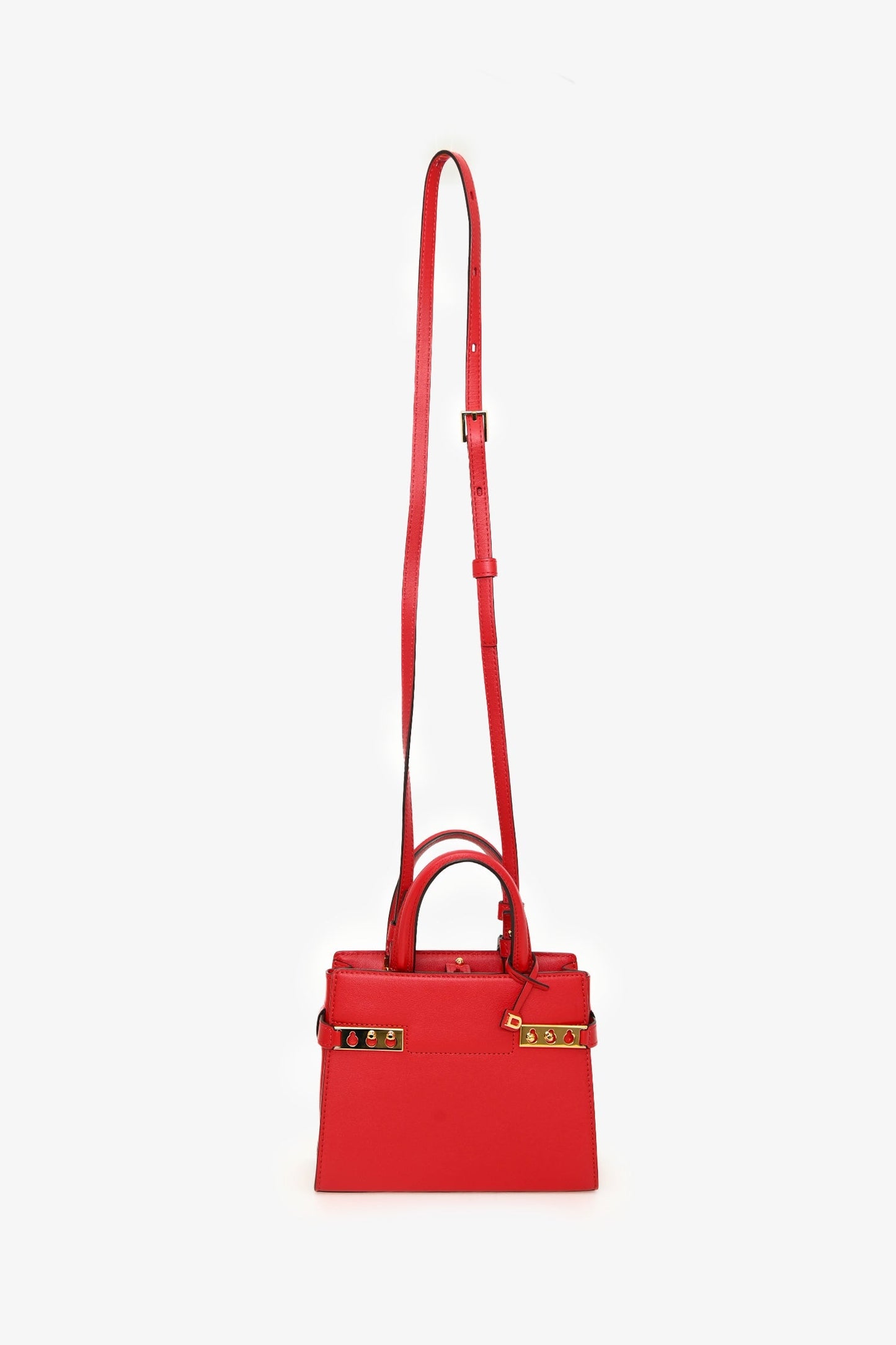 Delvaux Red Leather Tempete Crush PM Top Handle