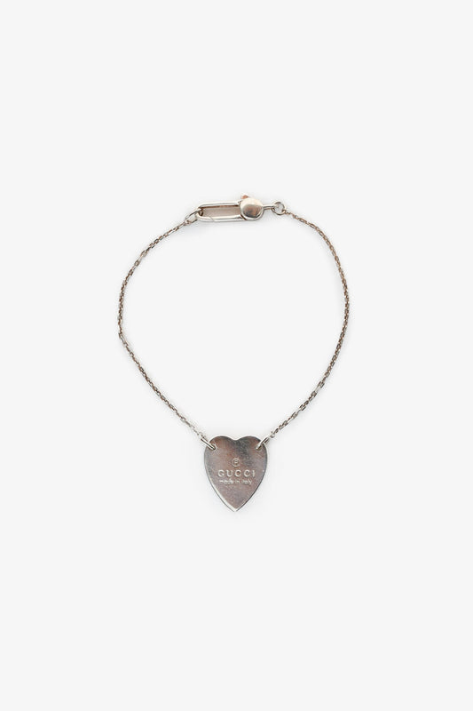 Gucci Silver Toned Heart Bracelet