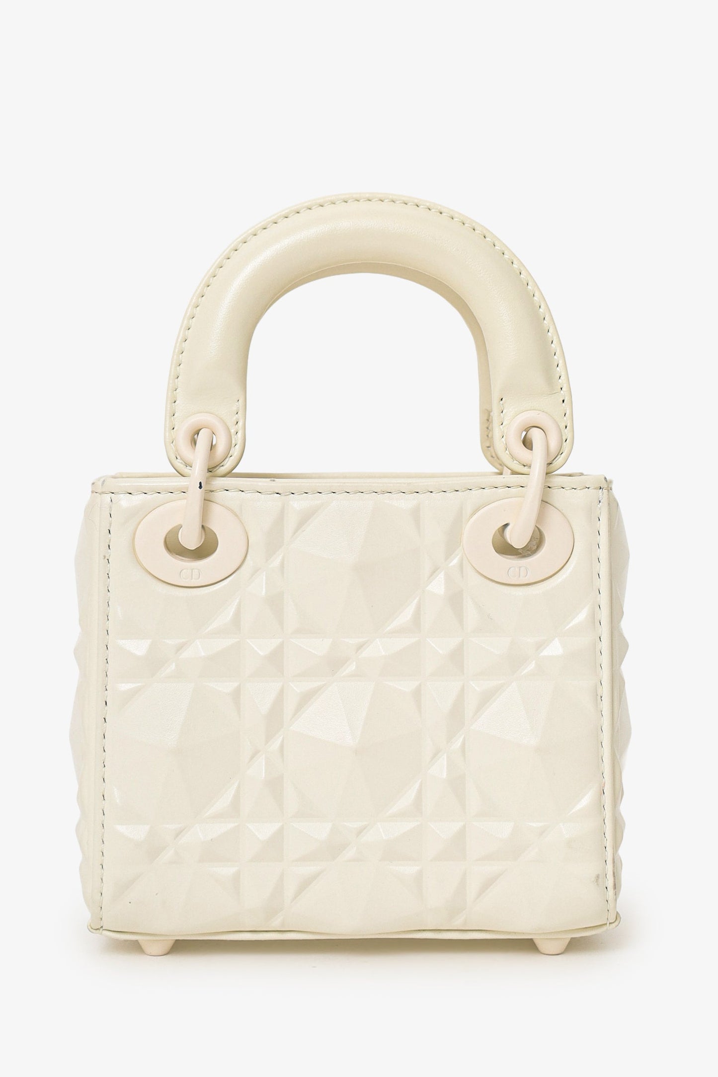 Christian Dior 2022 White Ultra Matte Calfskin Cannage Diamond Motif Micro Lady Dior