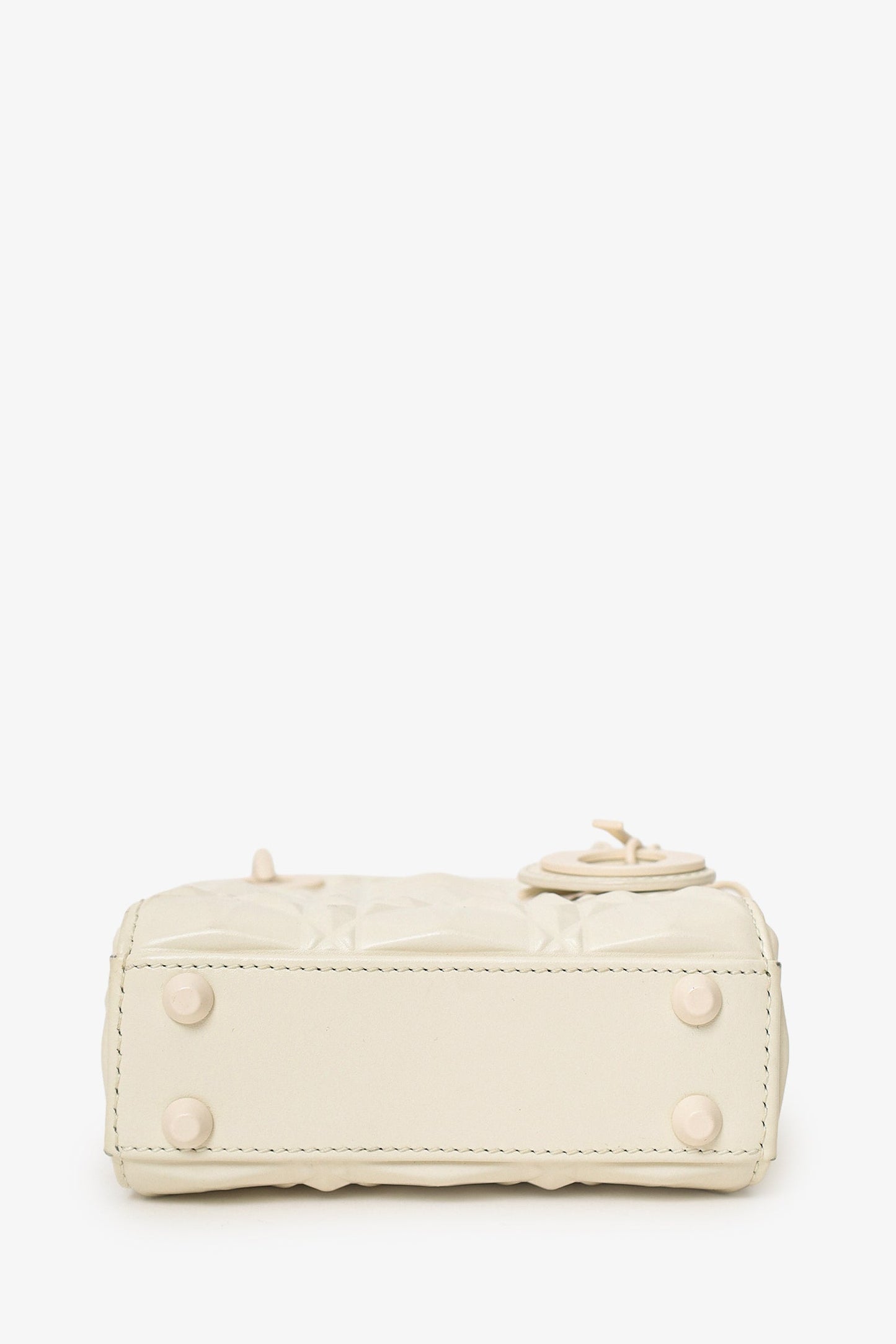 Christian Dior 2022 White Ultra Matte Calfskin Cannage Diamond Motif Micro Lady Dior