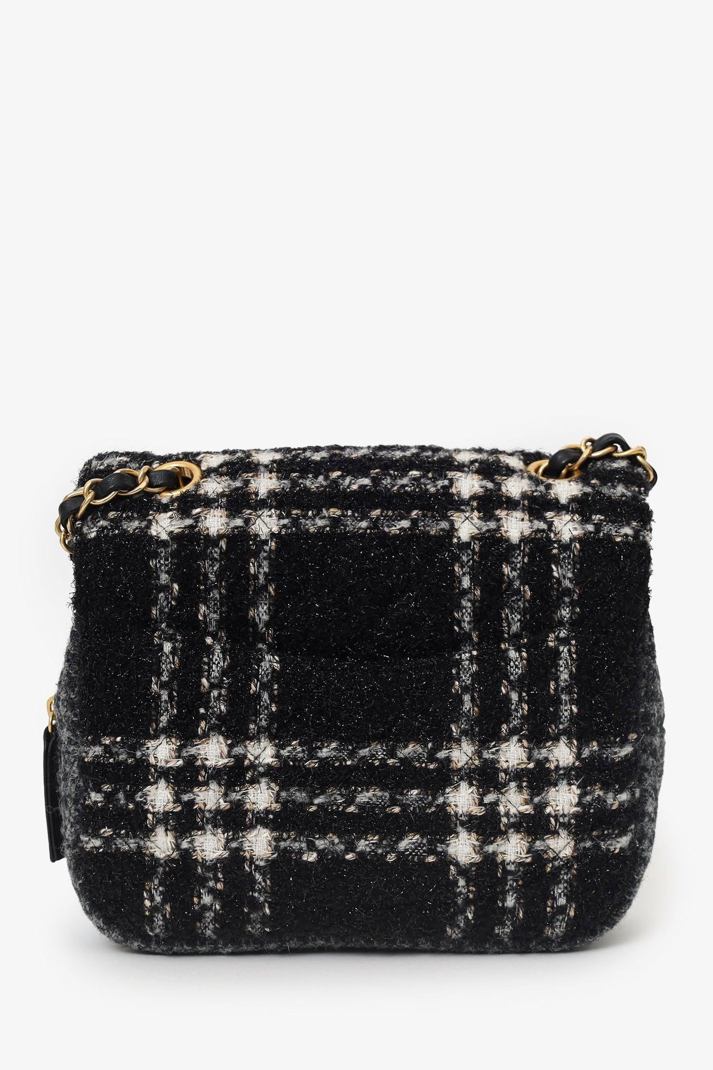 Chanel™ 2022 Black/Grey Wool Tweed CC Square Flap Bag