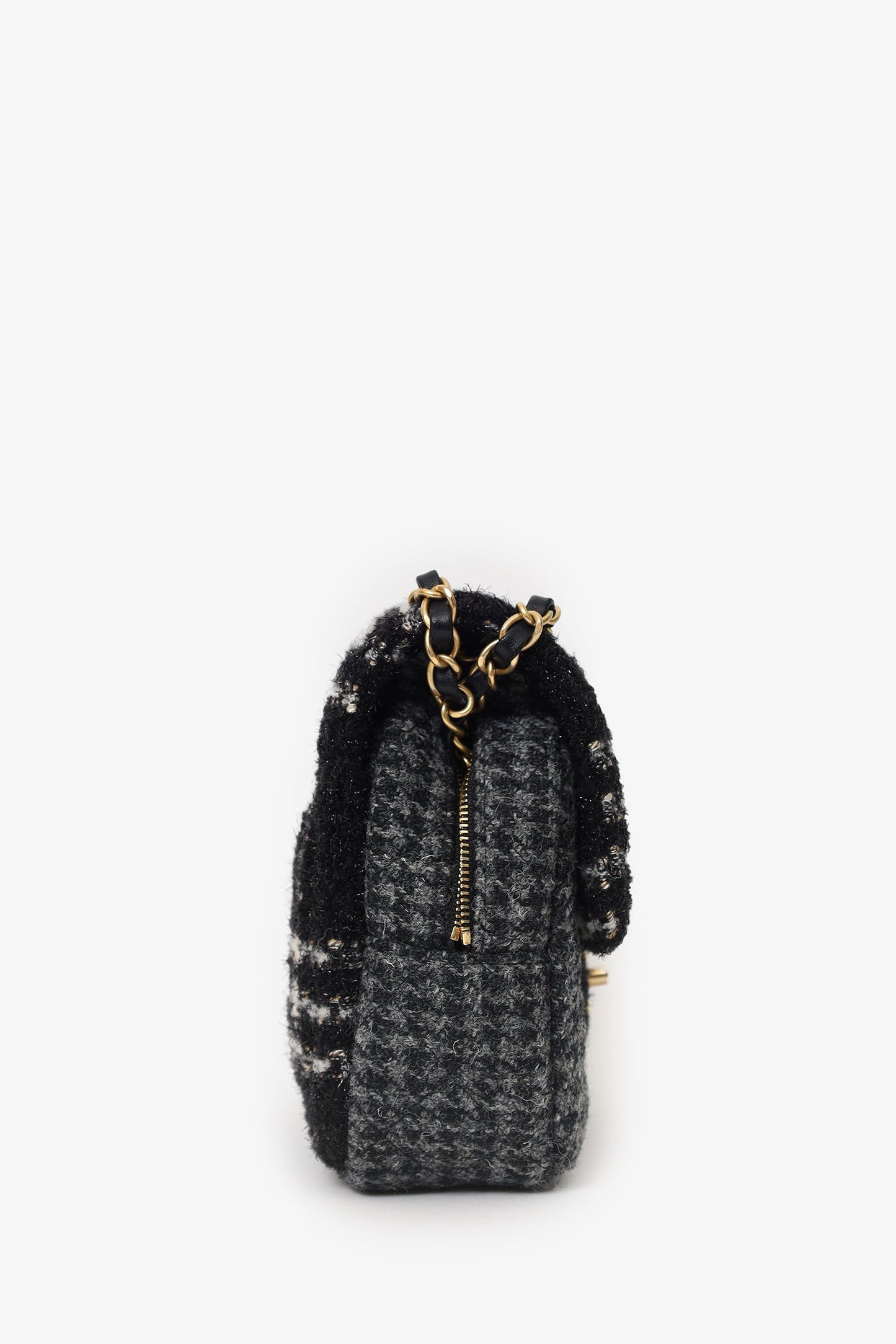 Chanel™ 2022 Black/Grey Wool Tweed CC Square Flap Bag