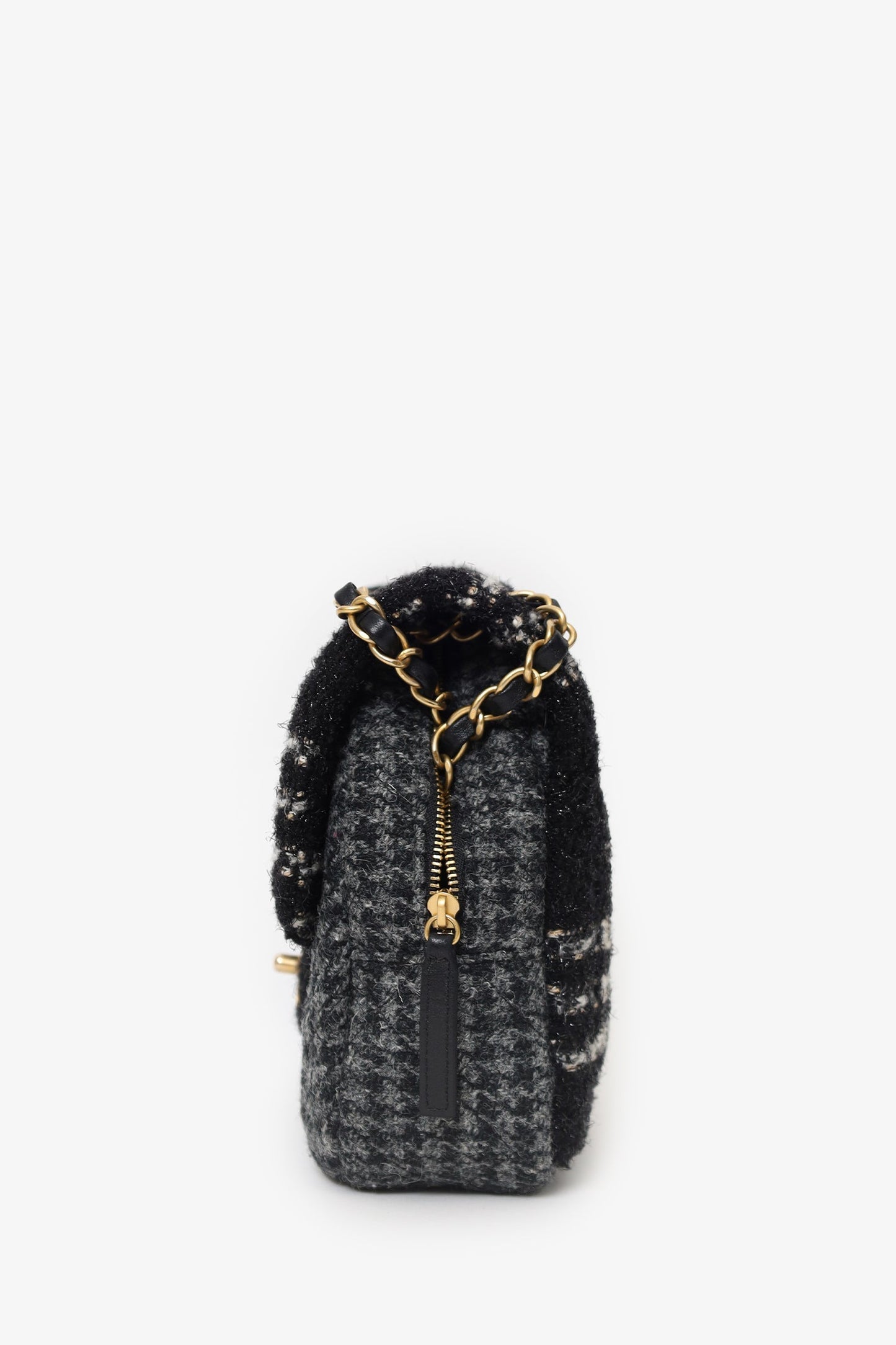 Chanel™ 2022 Black/Grey Wool Tweed CC Square Flap Bag