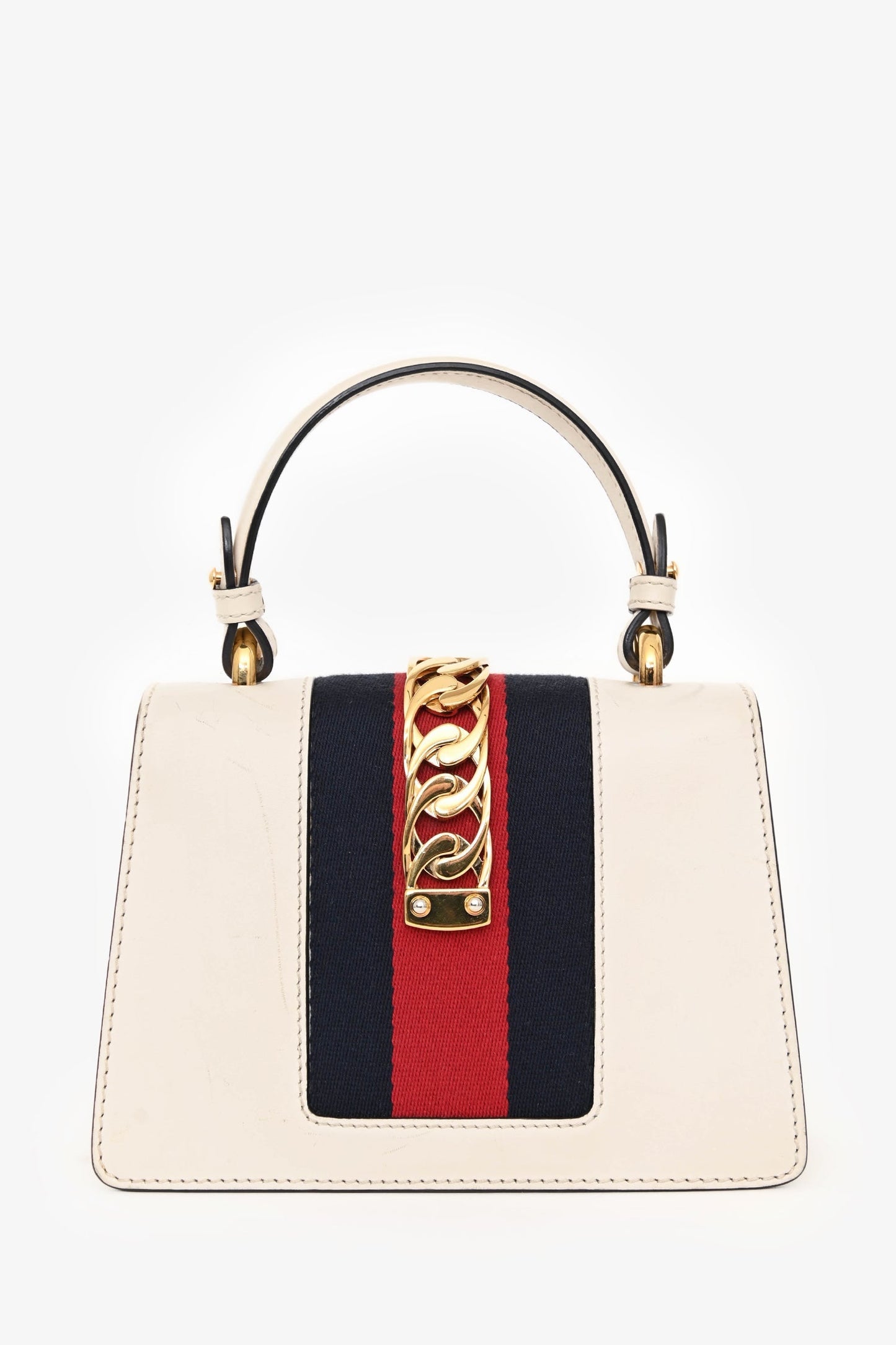 Gucci White Leather Mini Sylvie Top Handle with 2 Straps