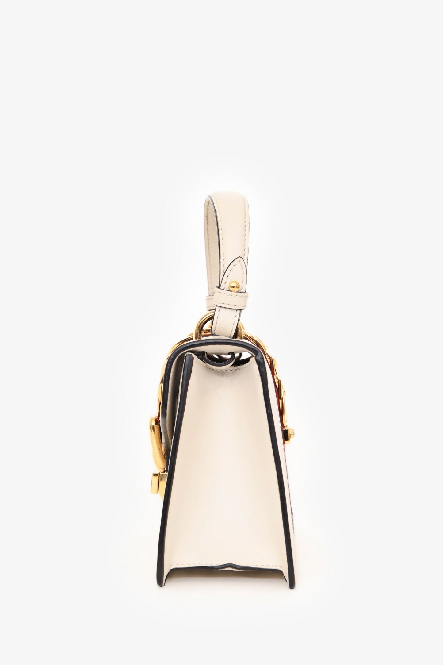 Gucci White Leather Mini Sylvie Top Handle with 2 Straps