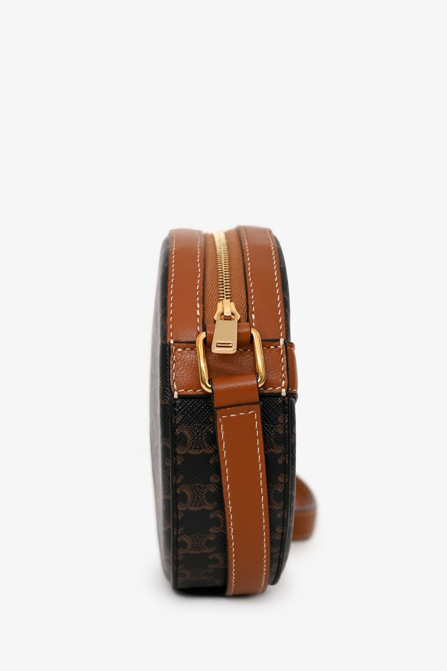 Celine 2020 Brown Canvas/Leather Triomphe Round Crossbody