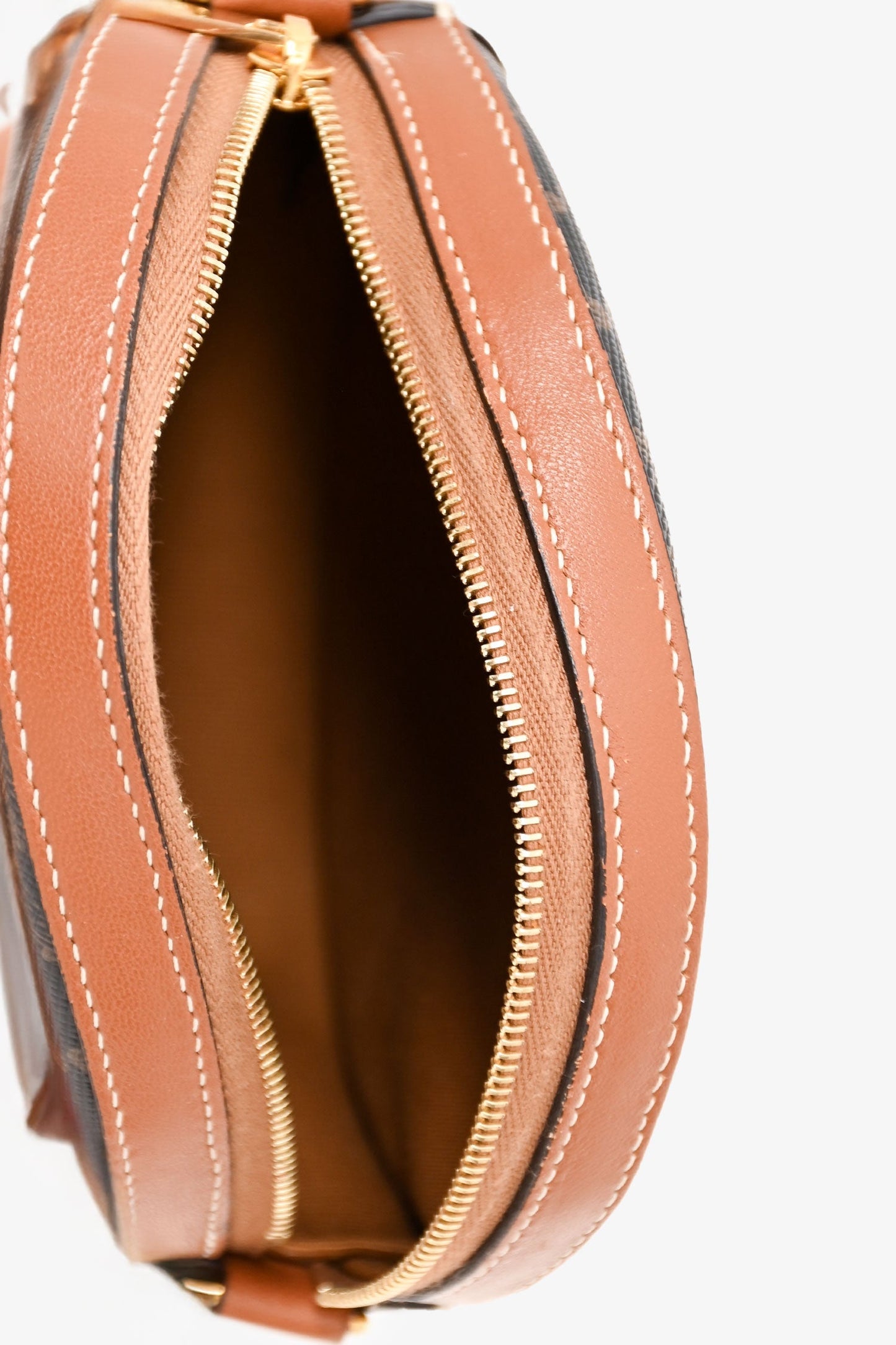Celine 2020 Brown Canvas/Leather Triomphe Round Crossbody