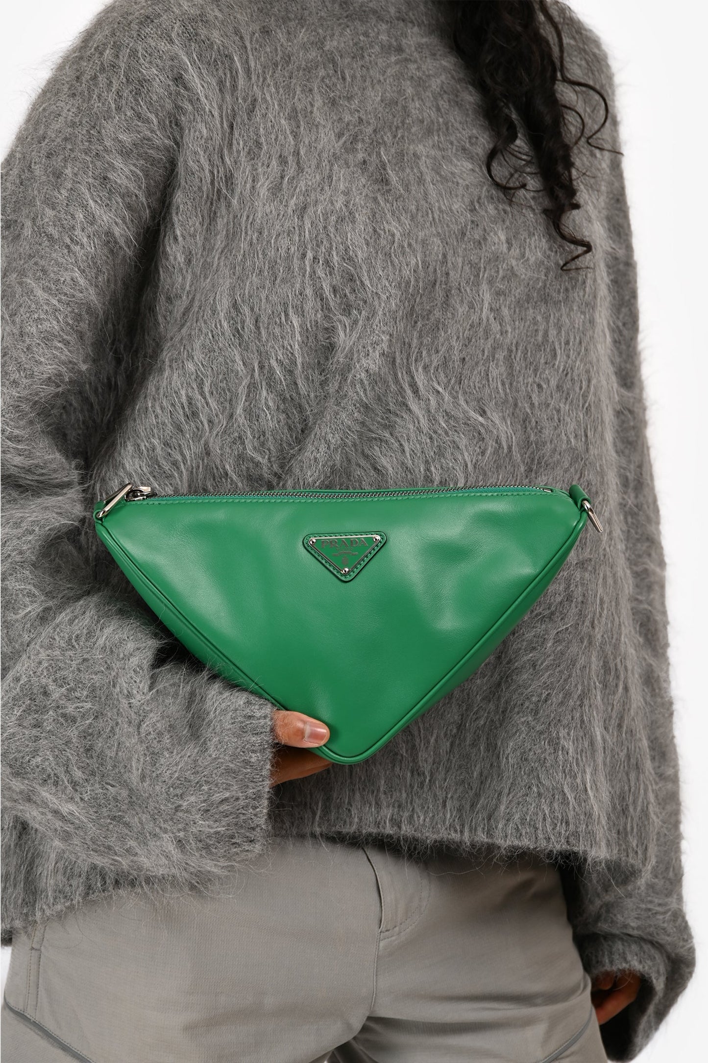 Prada Green Leather Triangle Crossbody
