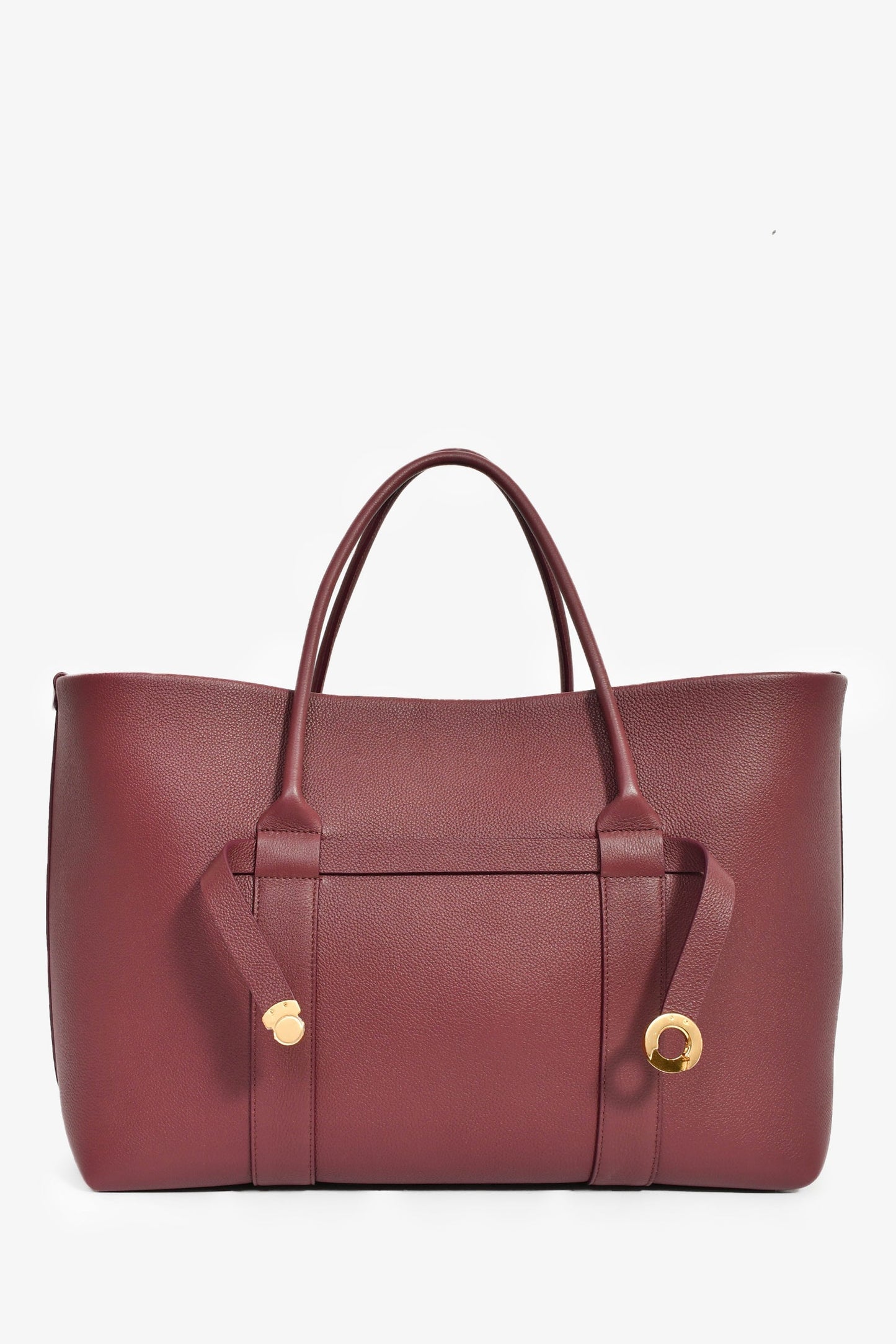 Loro Piana Burgundy Grained Leather 'Ghiera Shopper' Large Tote with Pouch