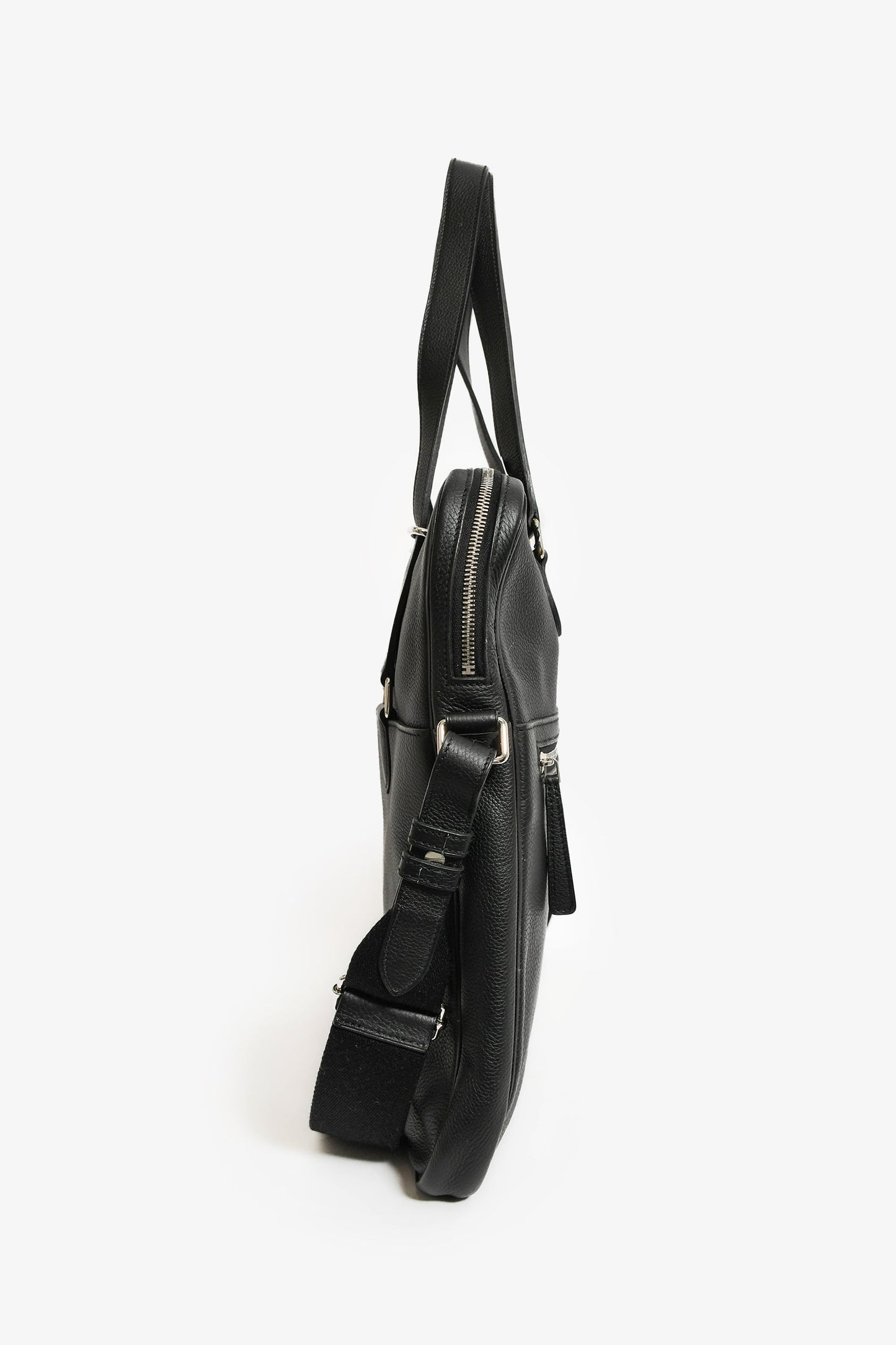 Hermes 2014 Black Evergrain Leather 'Hebdo' Messenger Bag