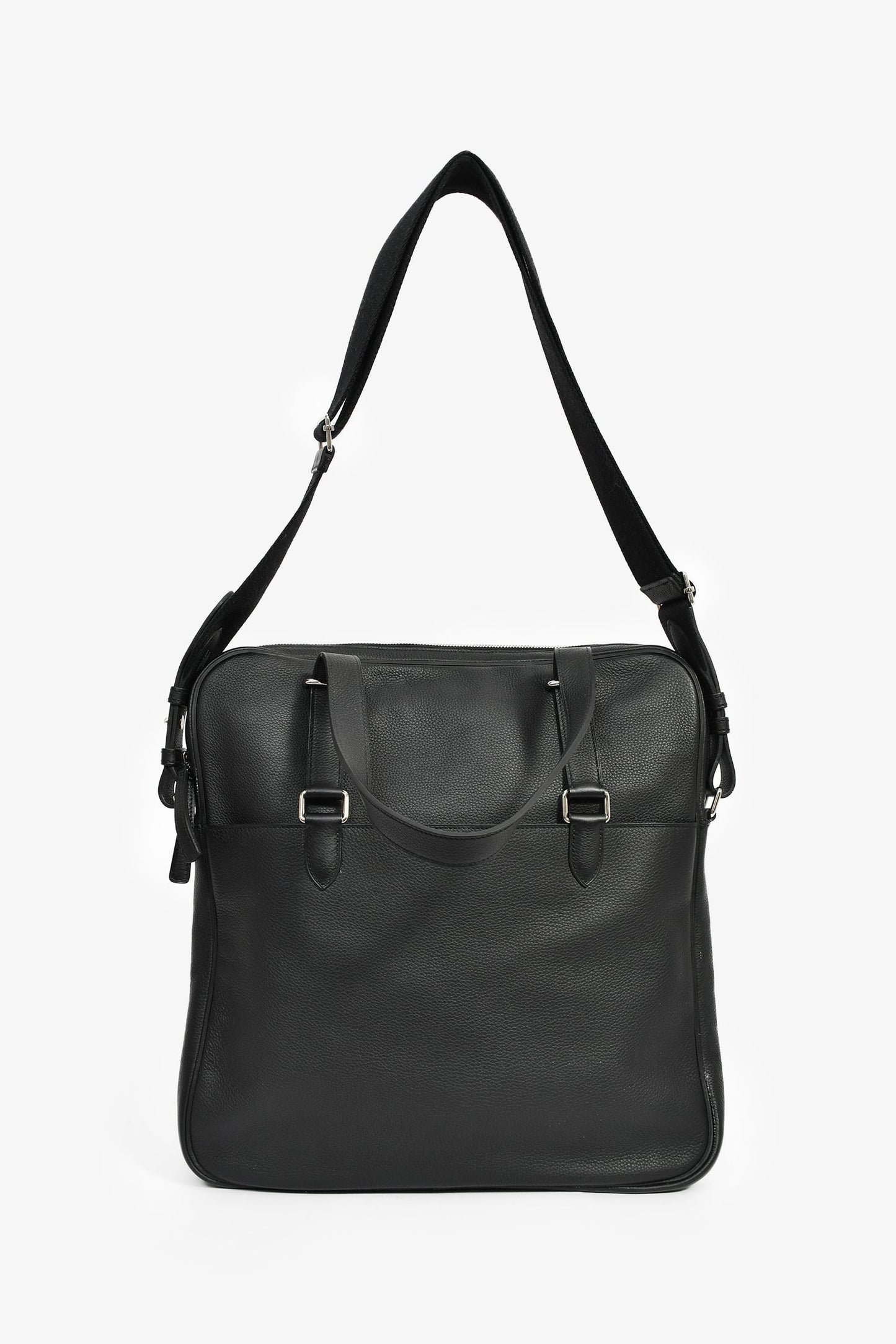Hermes 2014 Black Evergrain Leather 'Hebdo' Messenger Bag