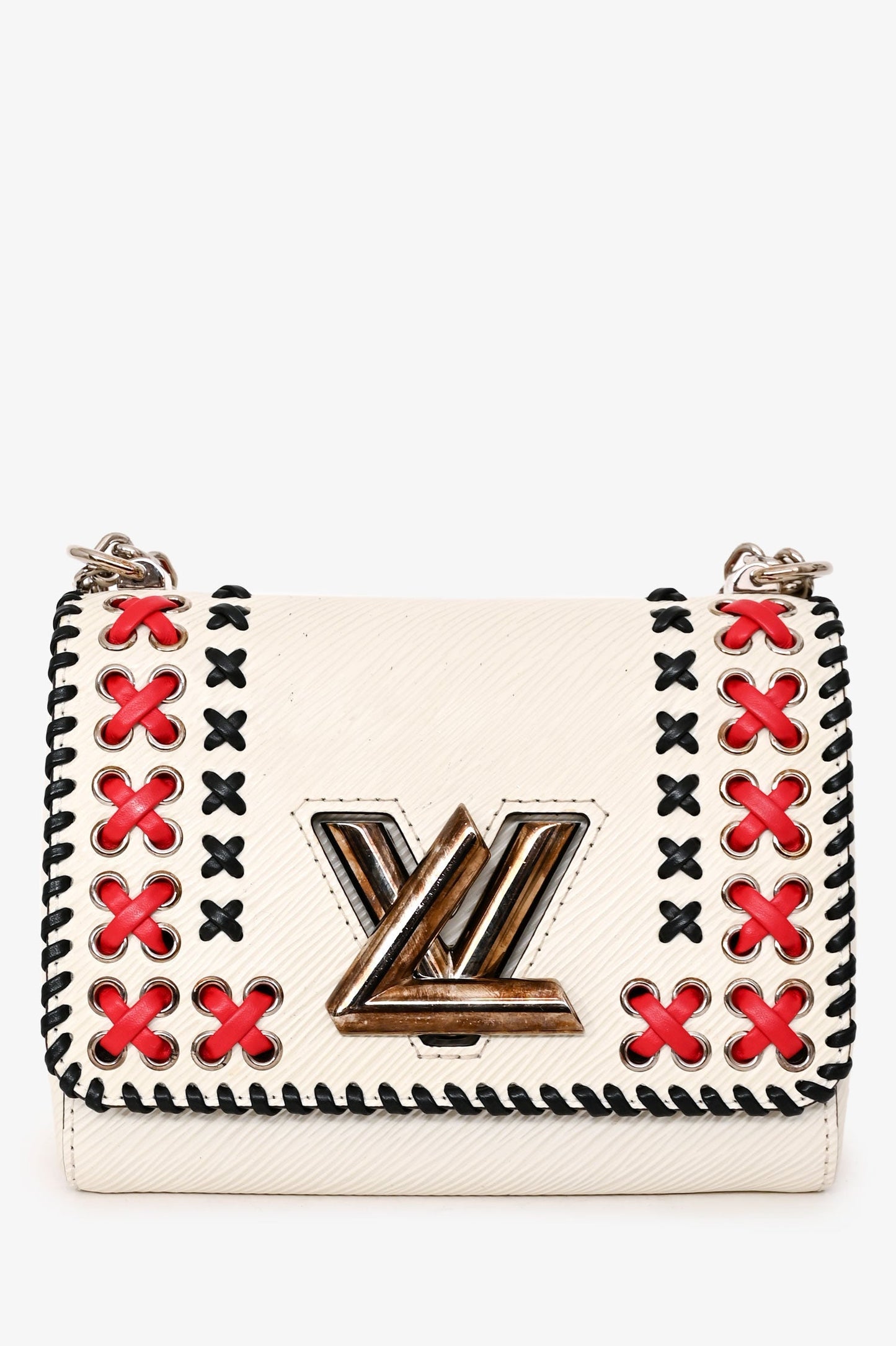 Louis Vuitton 2016 White Epi Leather Stitch Detail Twist Crossbody