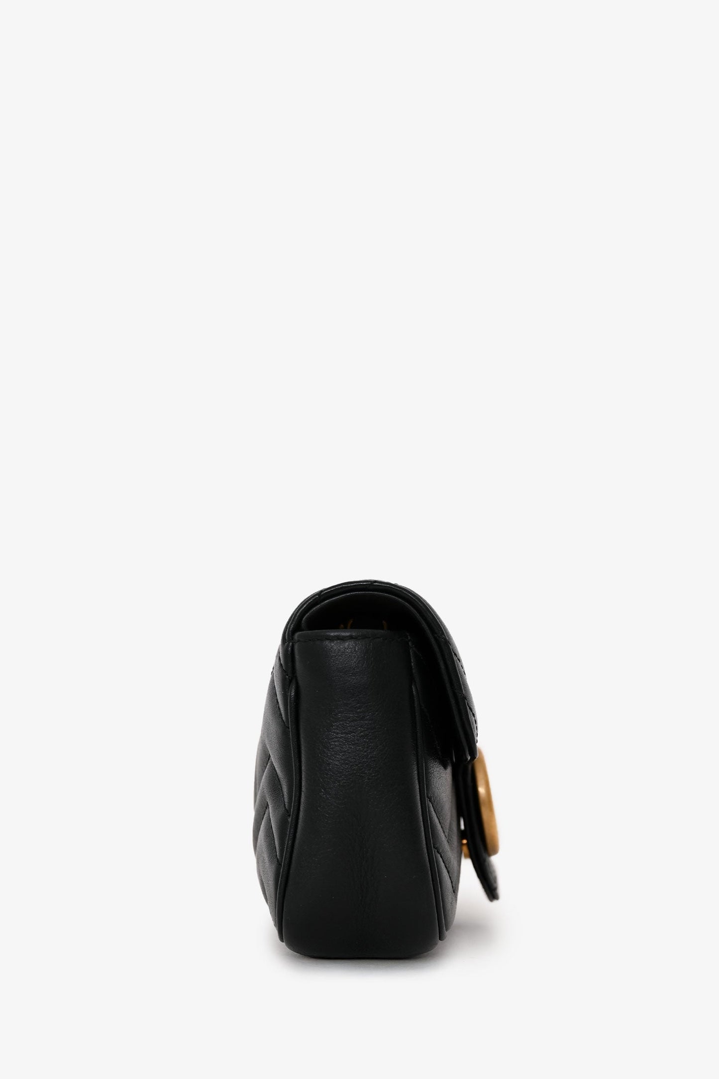 Gucci Black Leather GG Marmont Super Mini Crossbody Bag