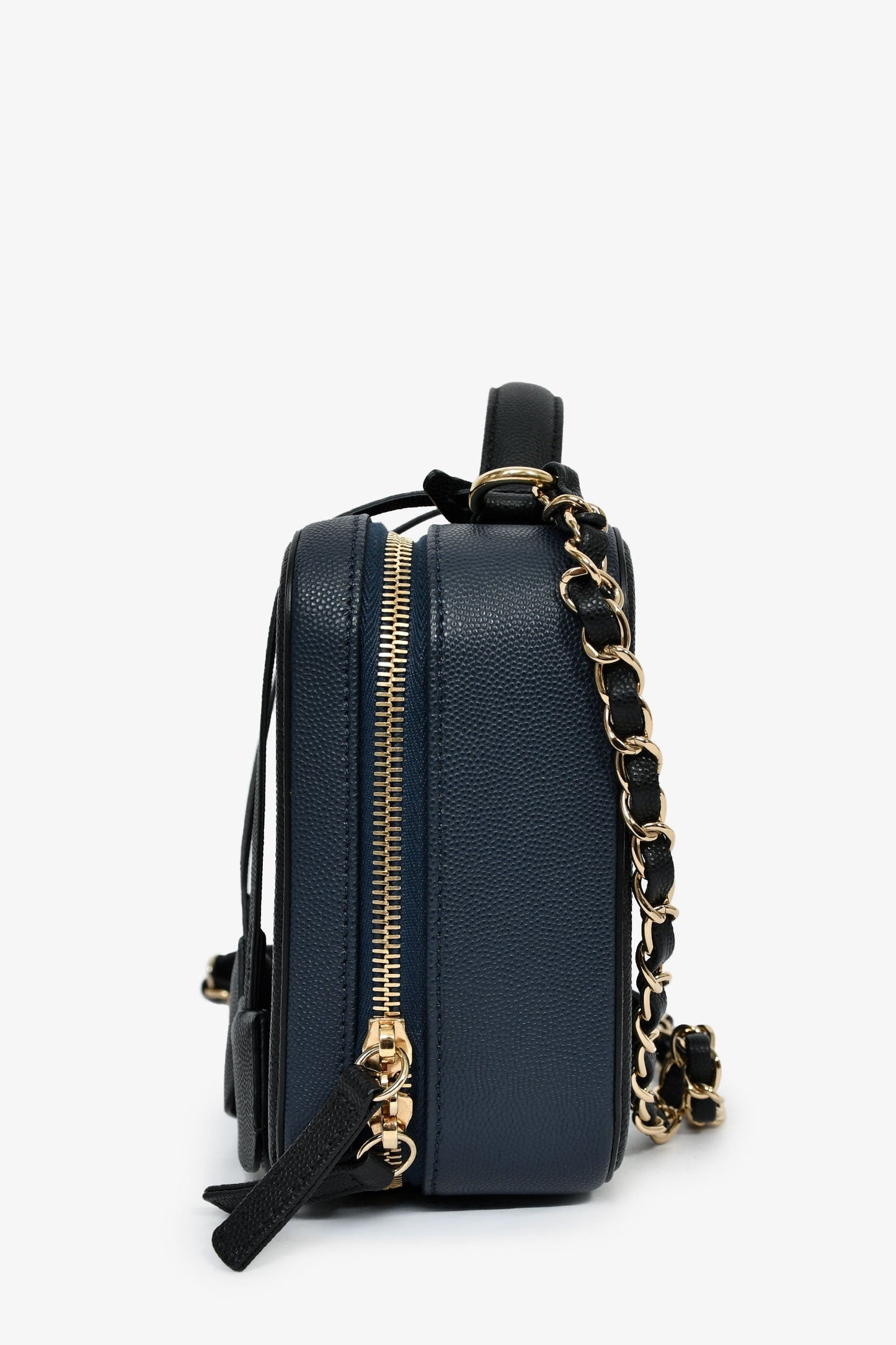 Chanel™ 2019 Black/Navy Medium Filigree Vanity Case Bag