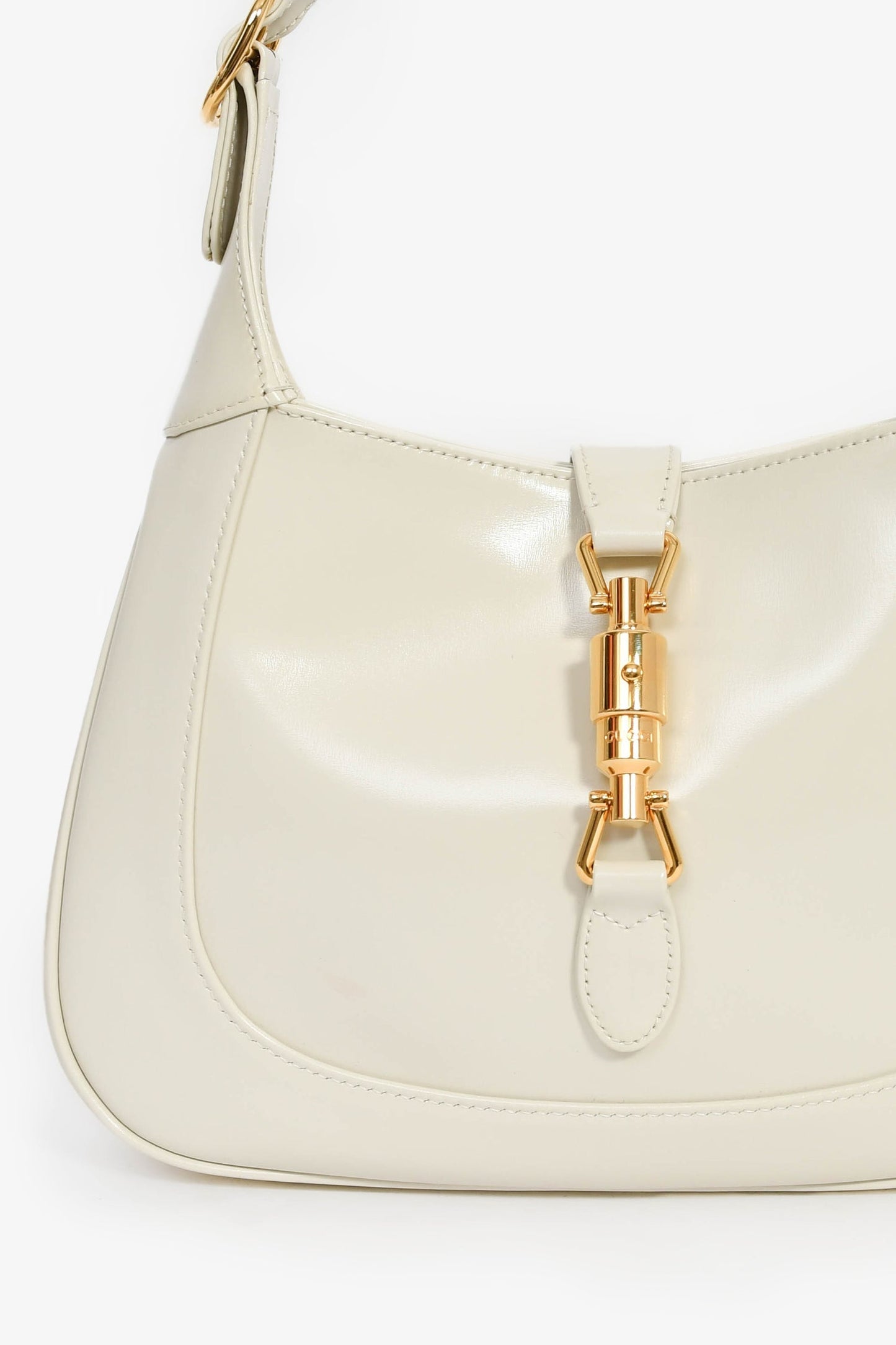 Gucci Cream Smooth Leather Jackie 1961 Small Shoulder Bag with Strap