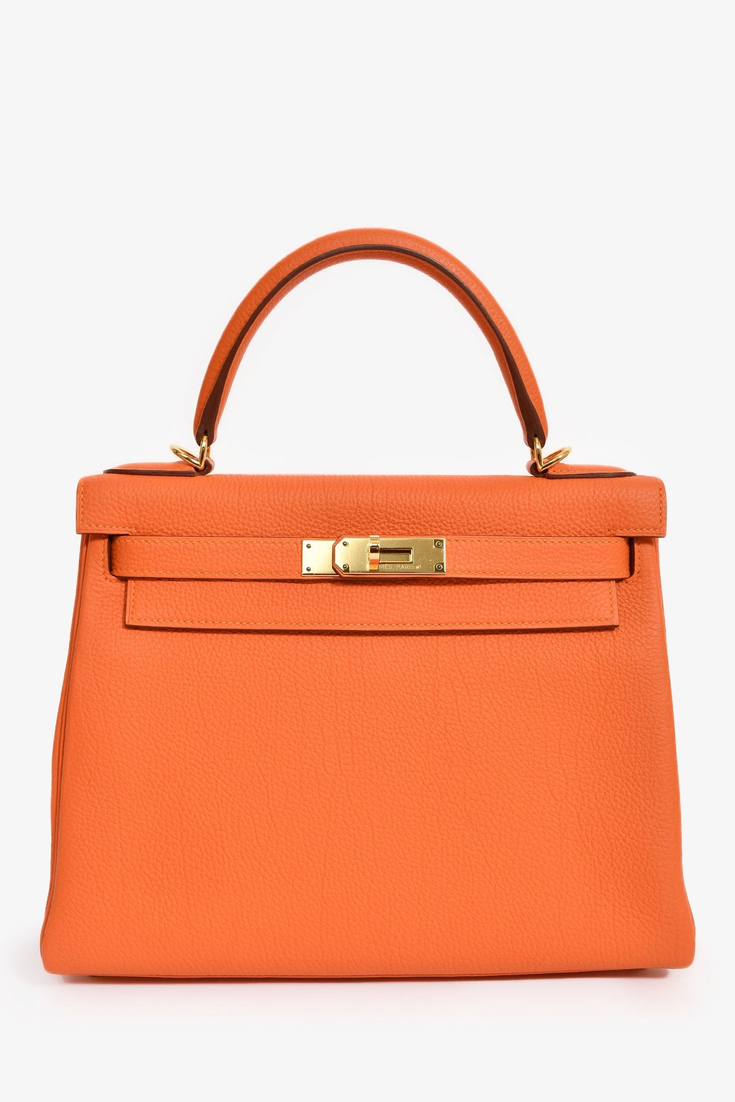 Hermès 2015 Orange Togo Leather Kelly 28 with Strap