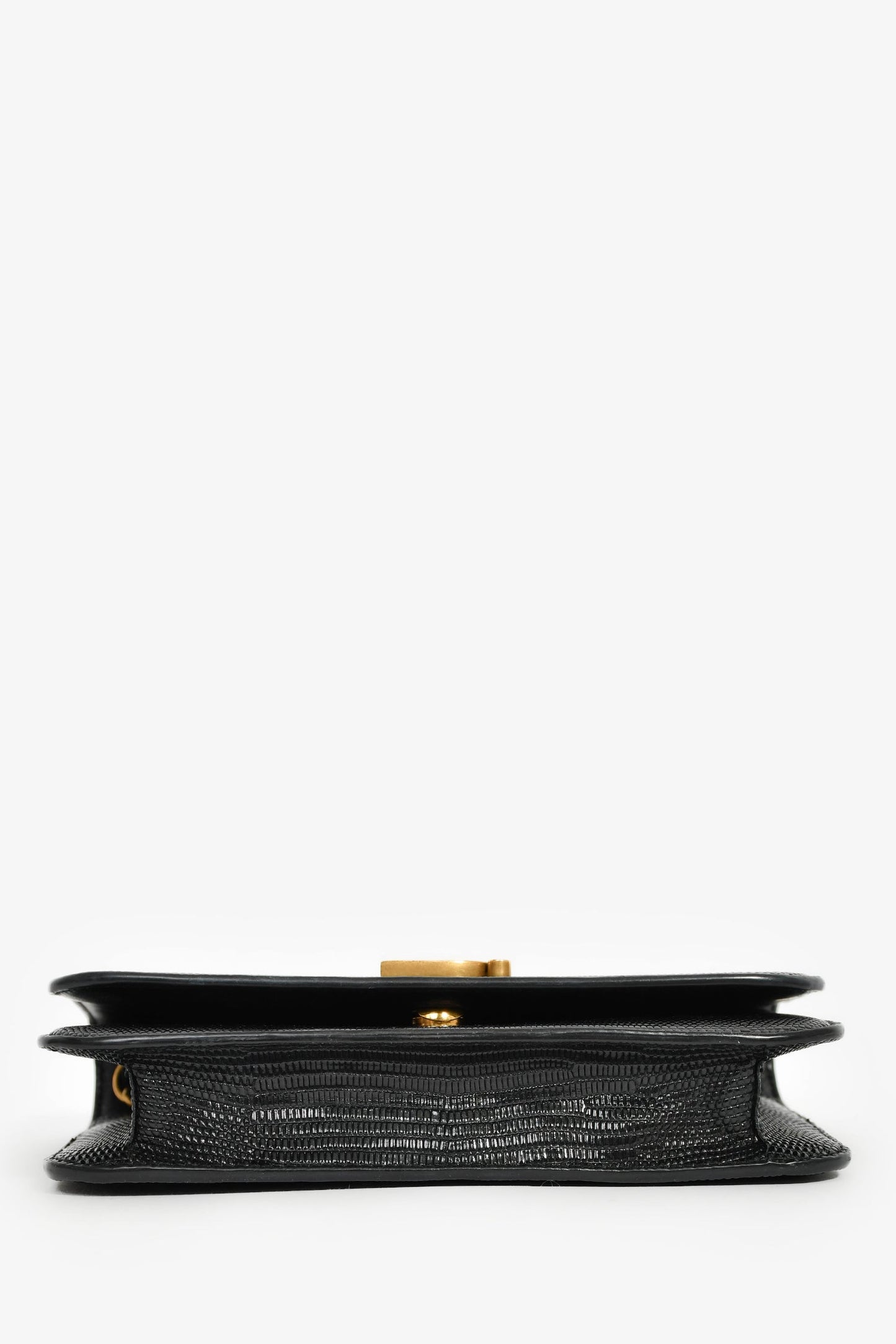Balenciaga Black Lizard Embossed B. Logo Wallet On Chain Crossbody