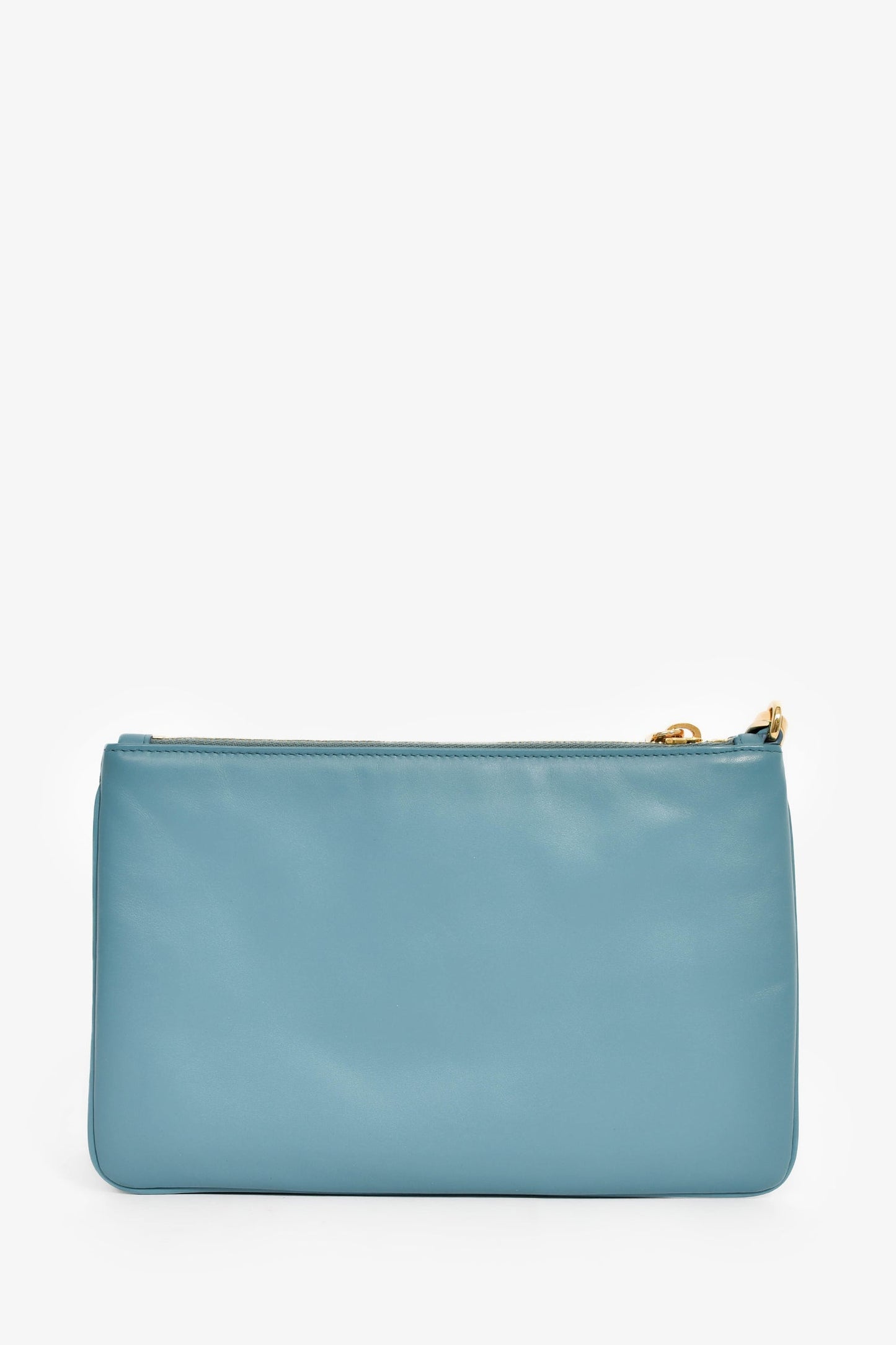 Miu Miu Blue Leather Logo Zip Pouch