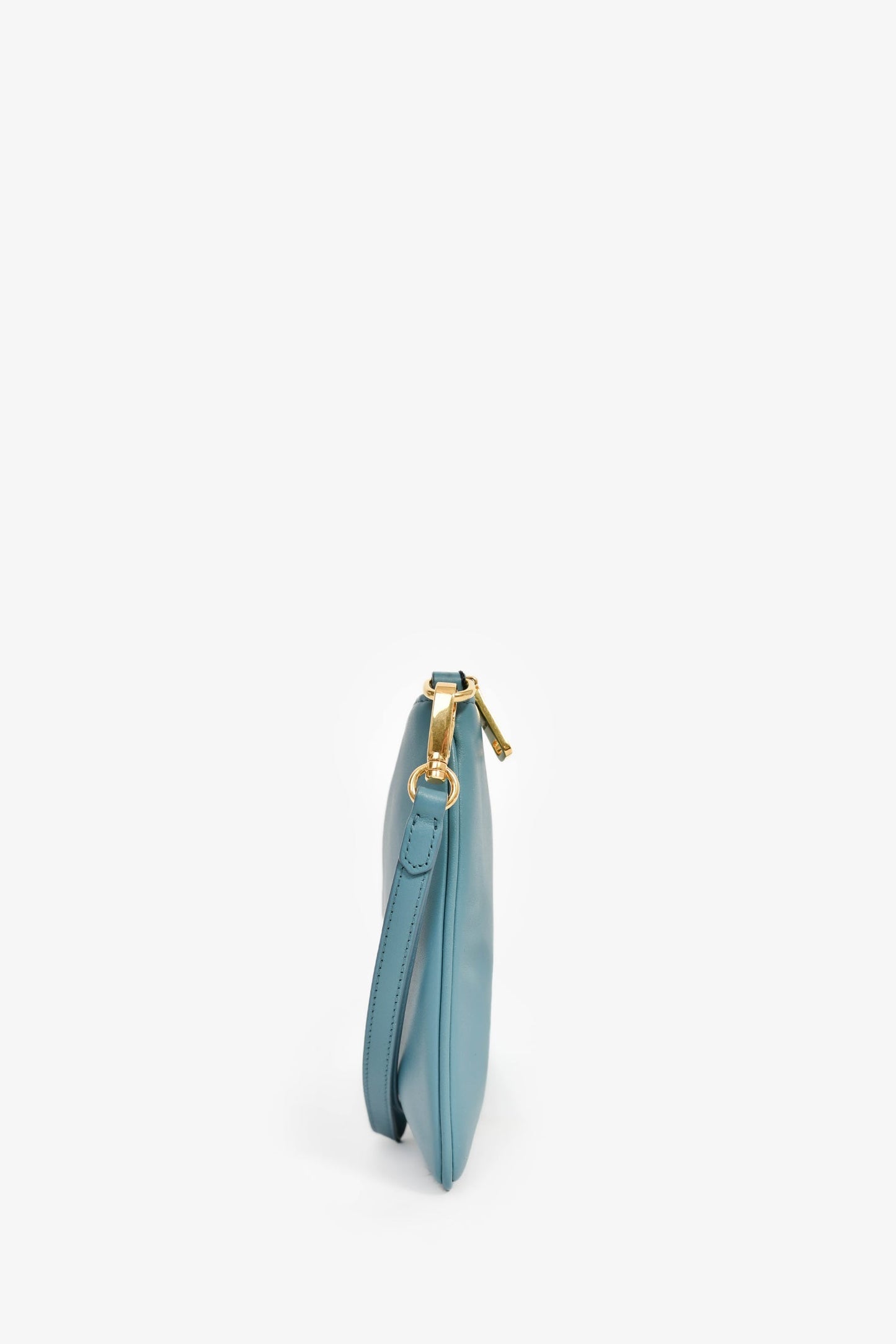 Miu Miu Blue Leather Logo Zip Pouch