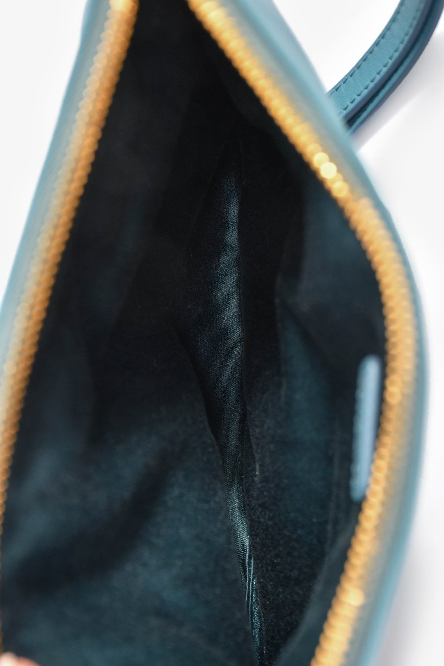 Miu Miu Blue Leather Logo Zip Pouch