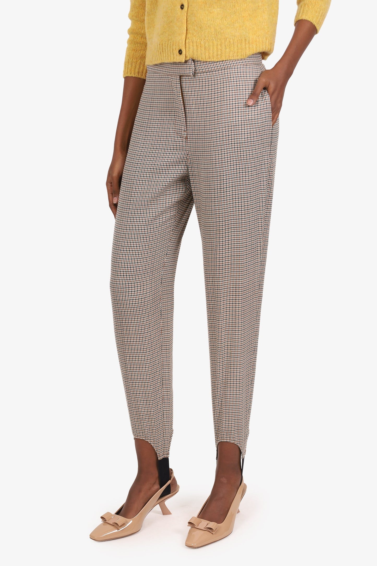 Burberry Brown Plaid Stirrup Trousers Size 6