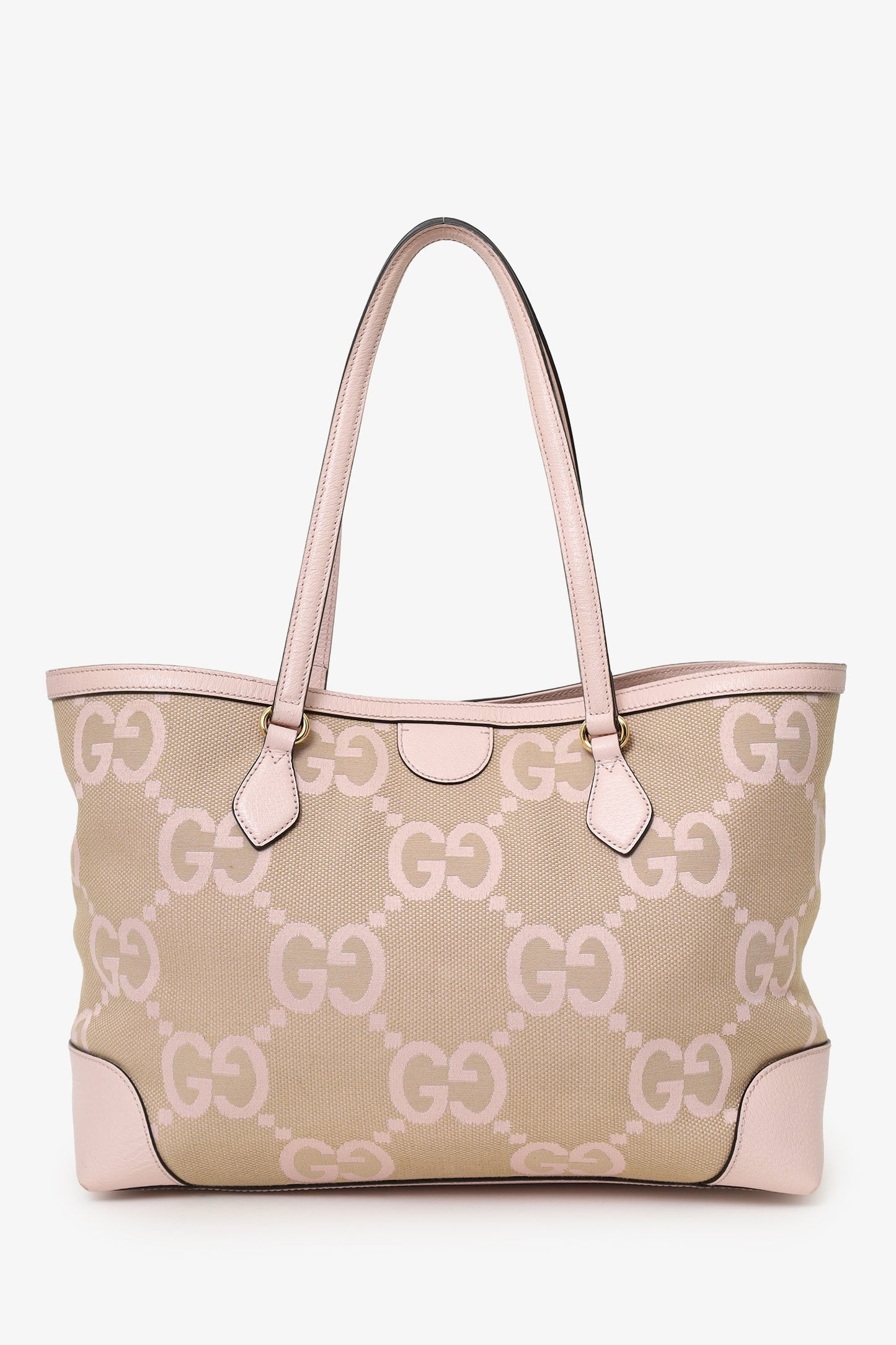 Gucci Beige/Pink Jumbo GG Medium Ophidia Tote