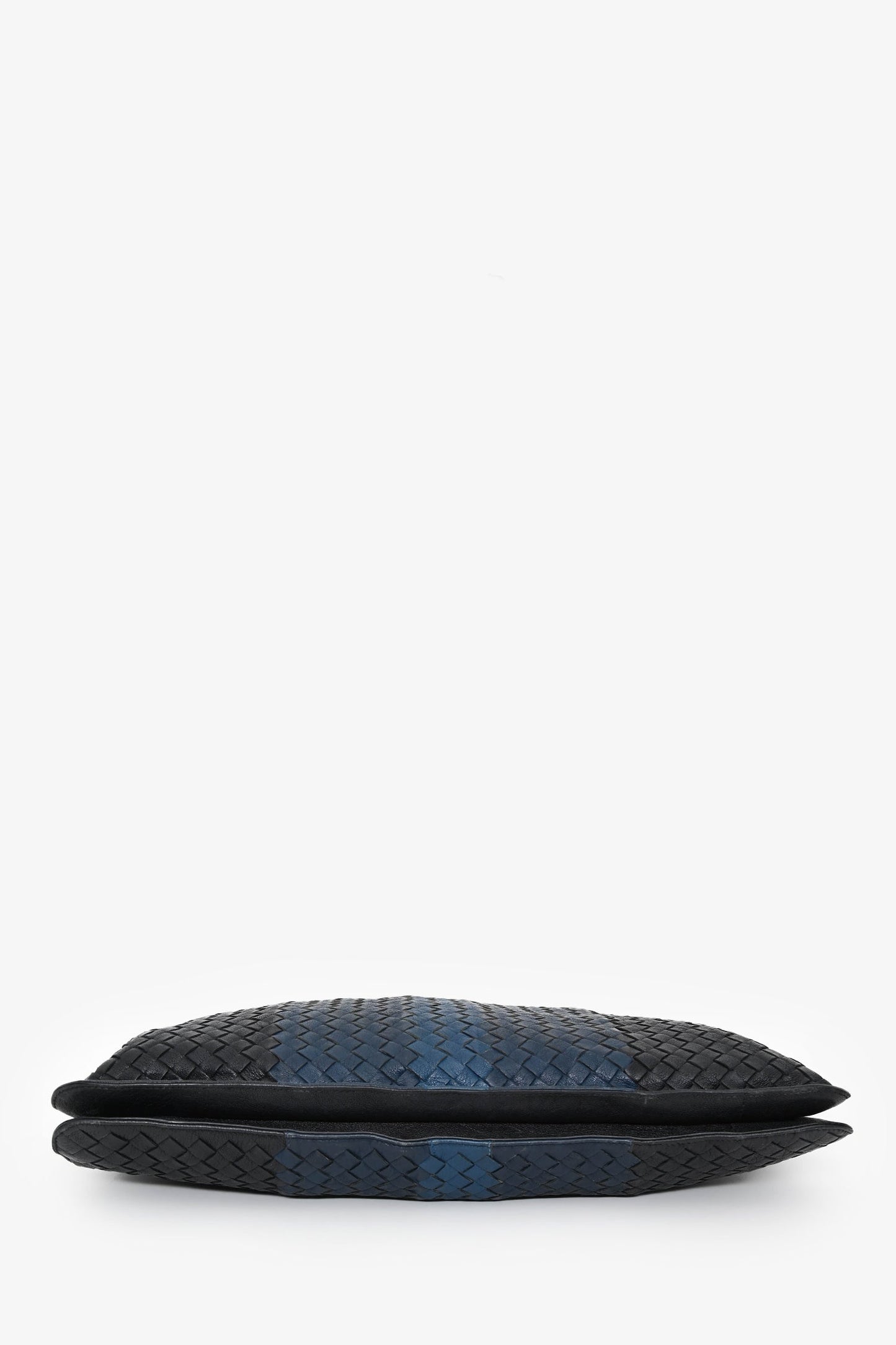Bottega Veneta Black/Blue Intrecciato Leather Briefcase with Strap