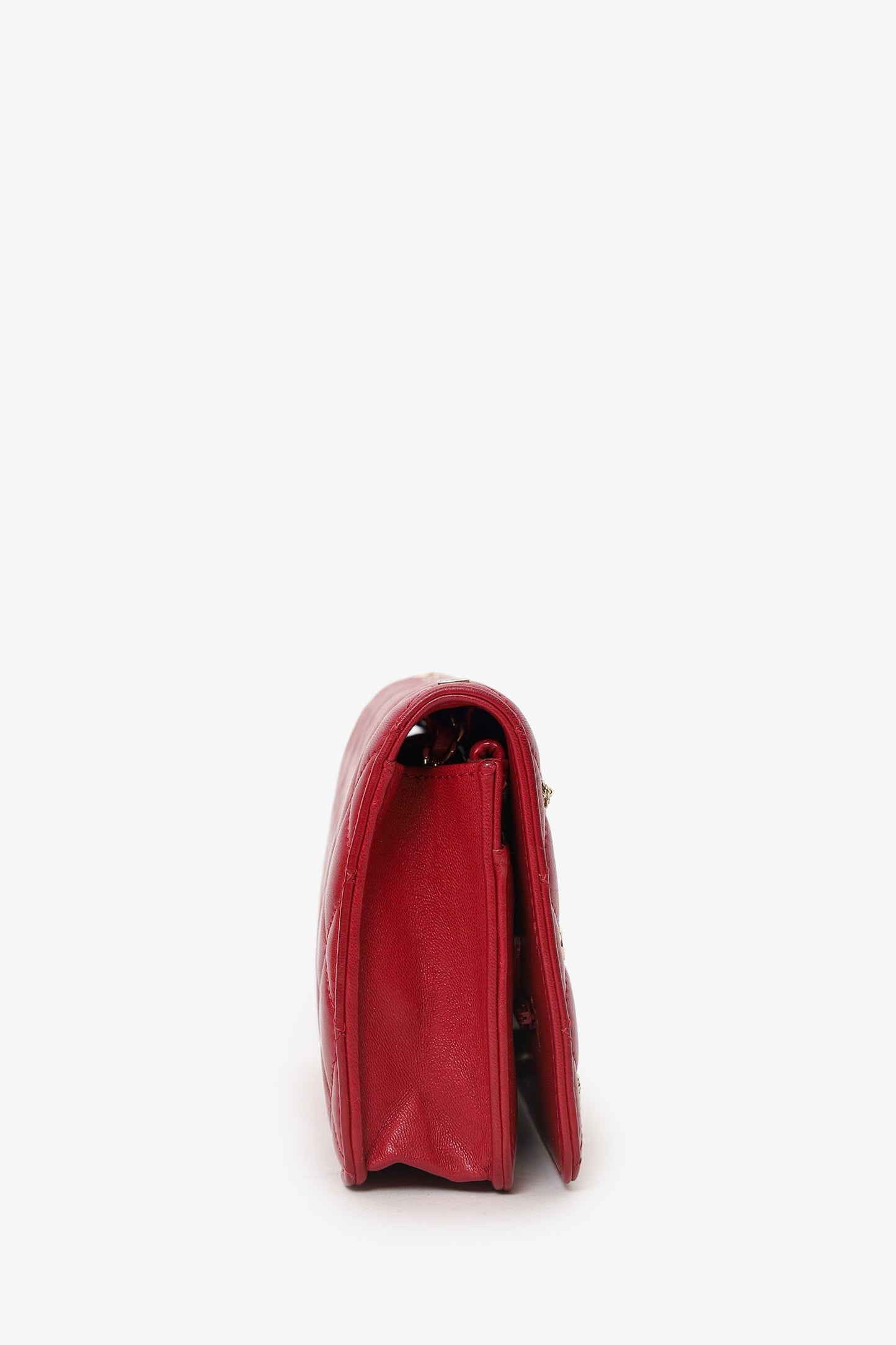 Chanel™ 2021 Red Quilted Lambskin Leather All About Chanel Wallet on Chain