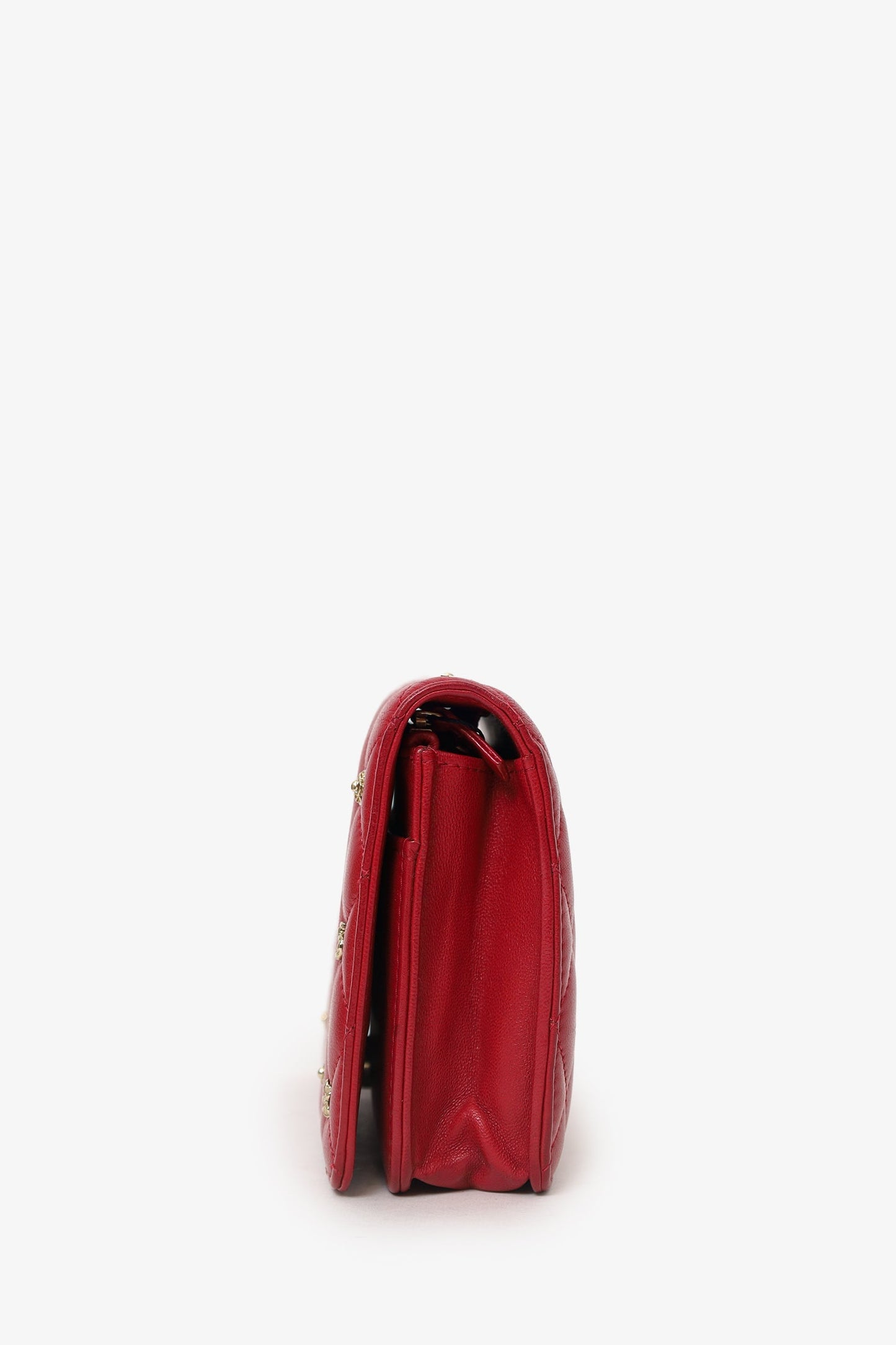 Chanel™ 2021 Red Quilted Lambskin Leather All About Chanel Wallet on Chain