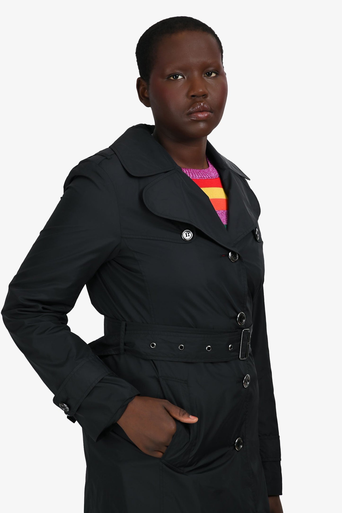 Burberry Black Nylon Trench Size 10