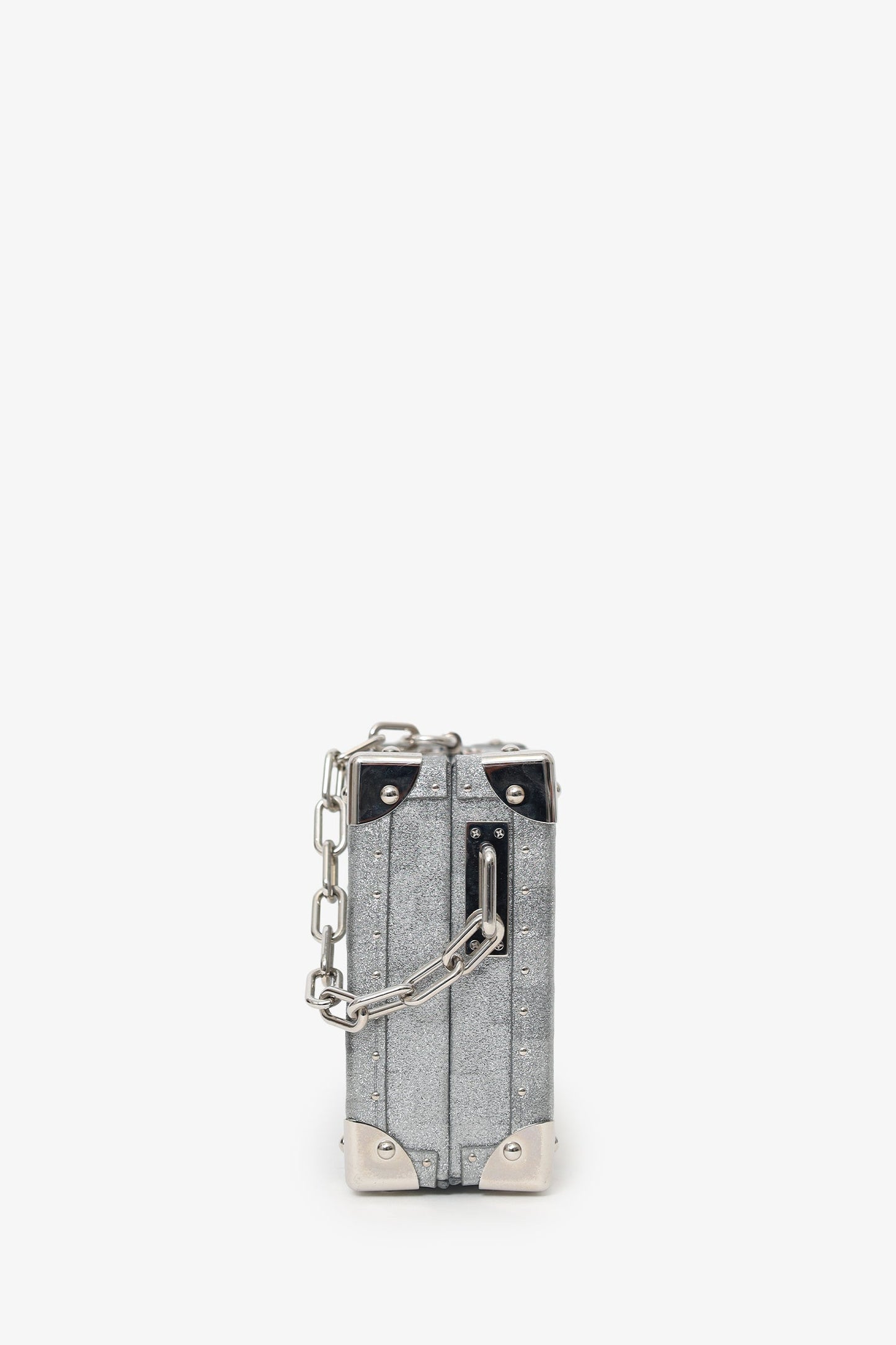 Louis Vuitton Silver Glitter Aluminum Monogram Special Order Briefcase Trunk With Strap
