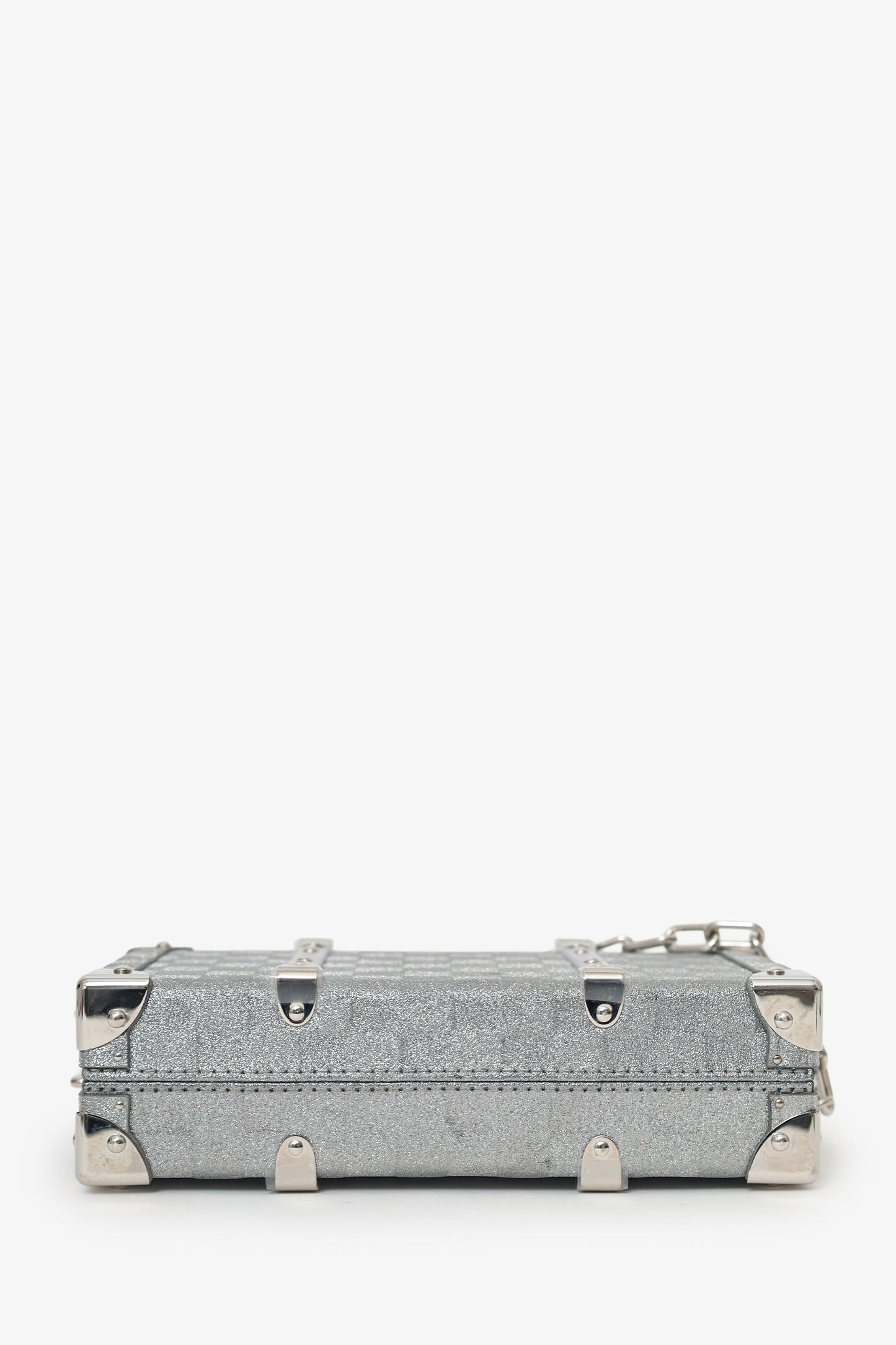 Louis Vuitton Silver Glitter Aluminum Monogram Special Order Briefcase Trunk With Strap