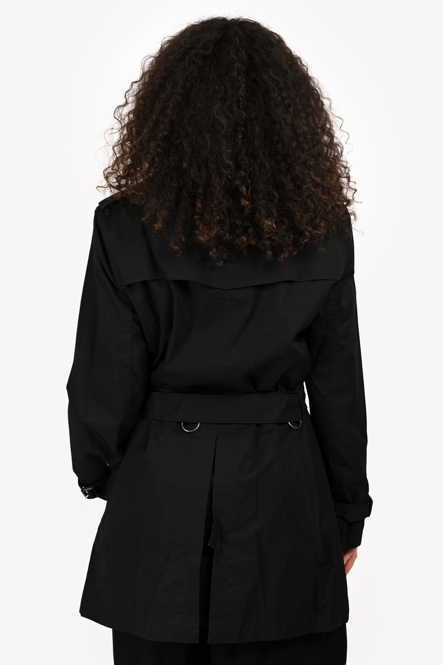 Burberry Brit Black Midi Belted Trench Coat Size M
