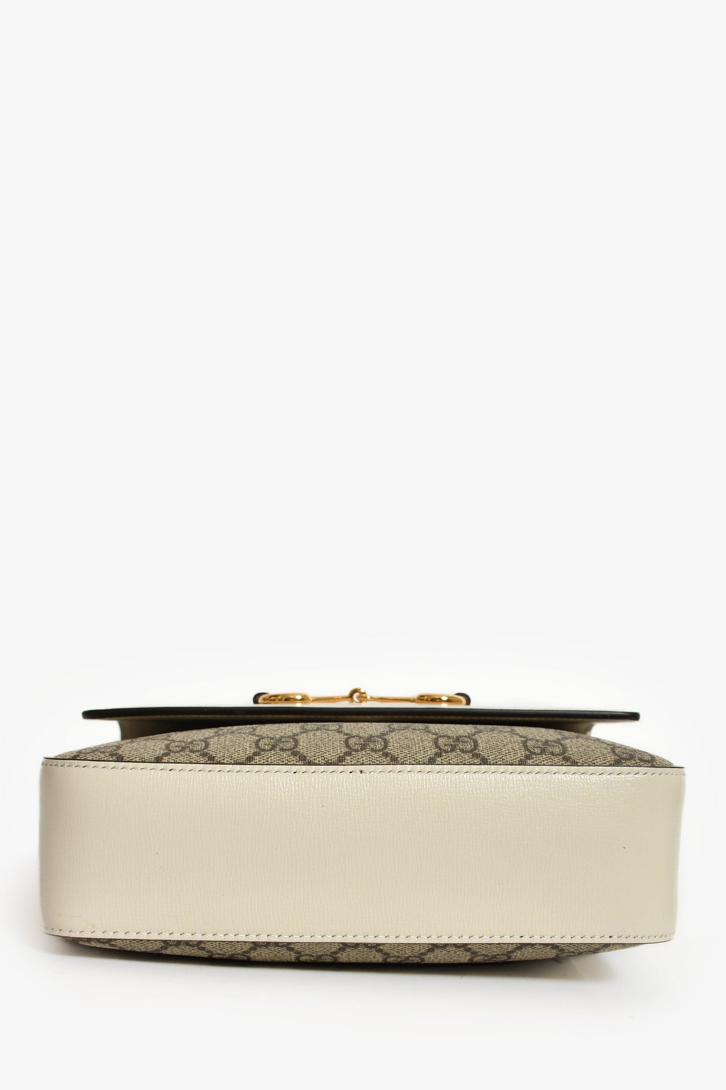Gucci White Leather GG Supreme Horsebit 1955 Crossbody Bag