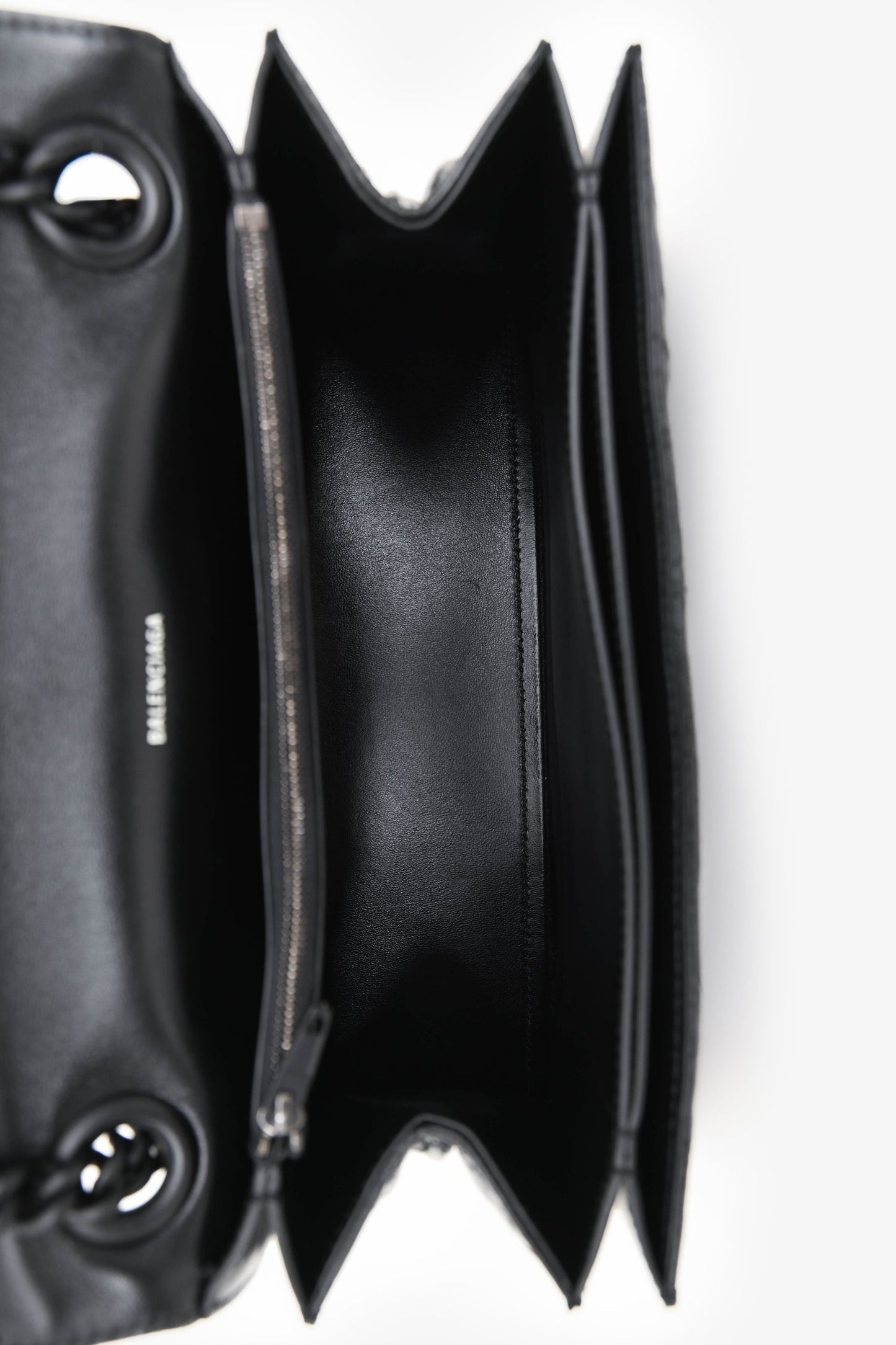 Balenciaga Black Crackled Leather Medium Crush Shoulder Chain Bag
